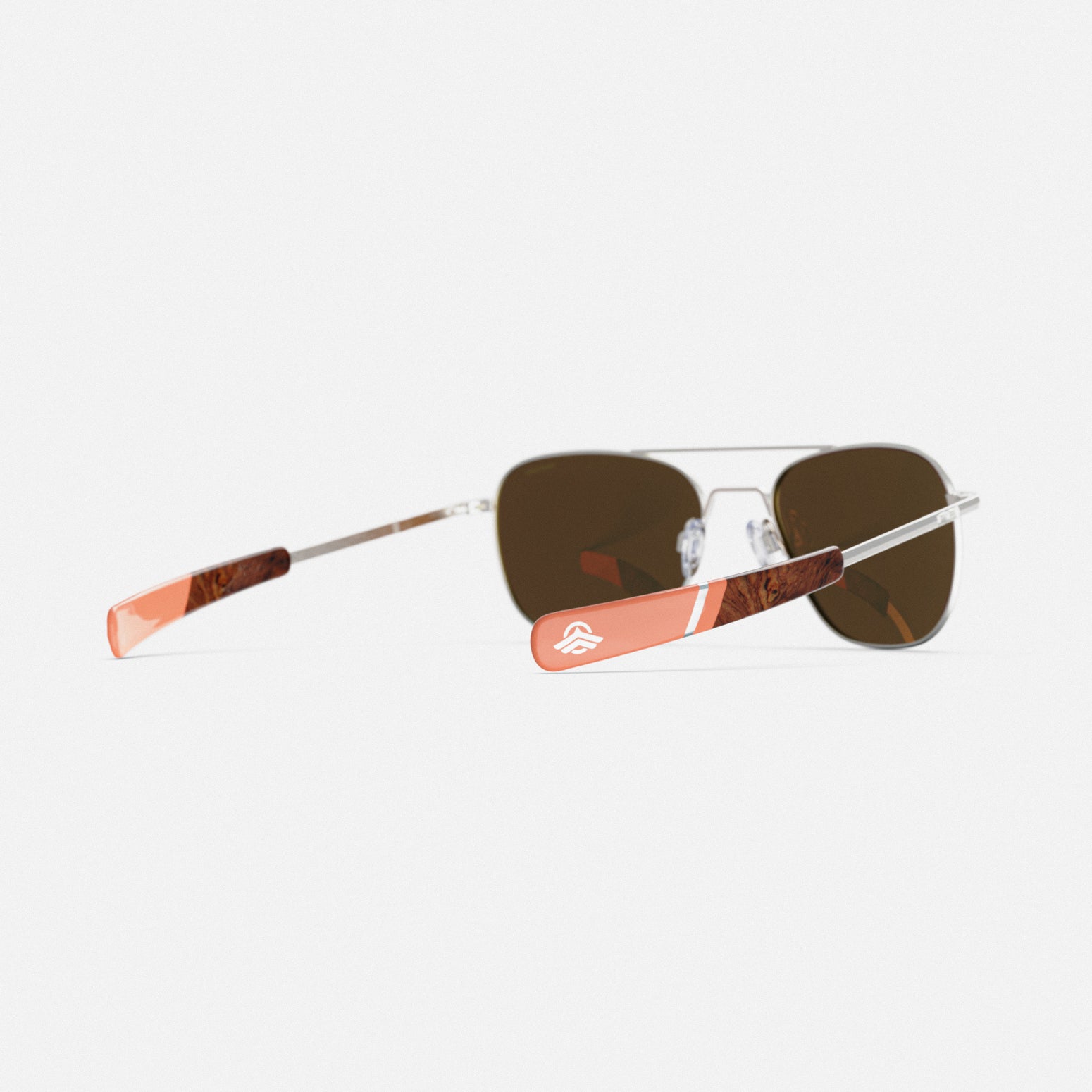 Randolph Aviator Satin Silver Rose Gold occhiali da sole 55mm