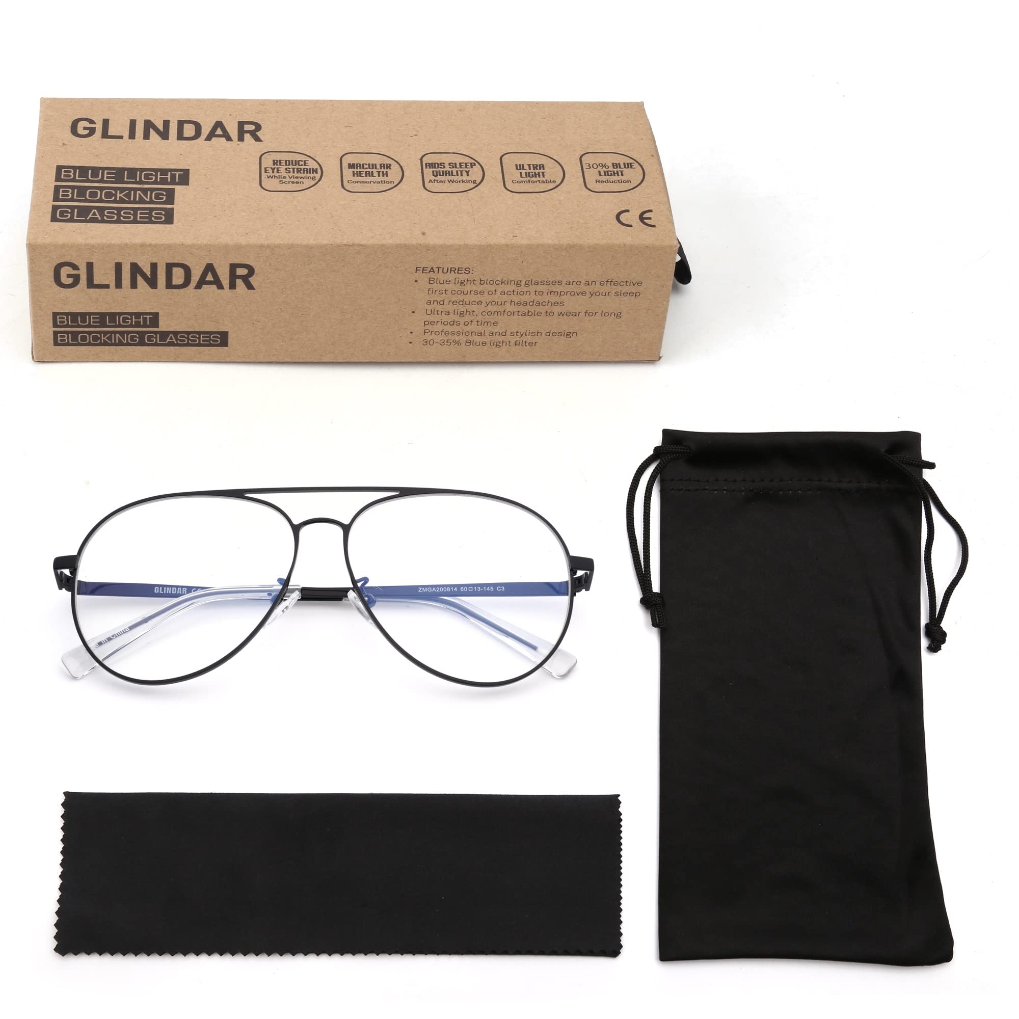 Glindar occhiali luce blu computer unisex metallo