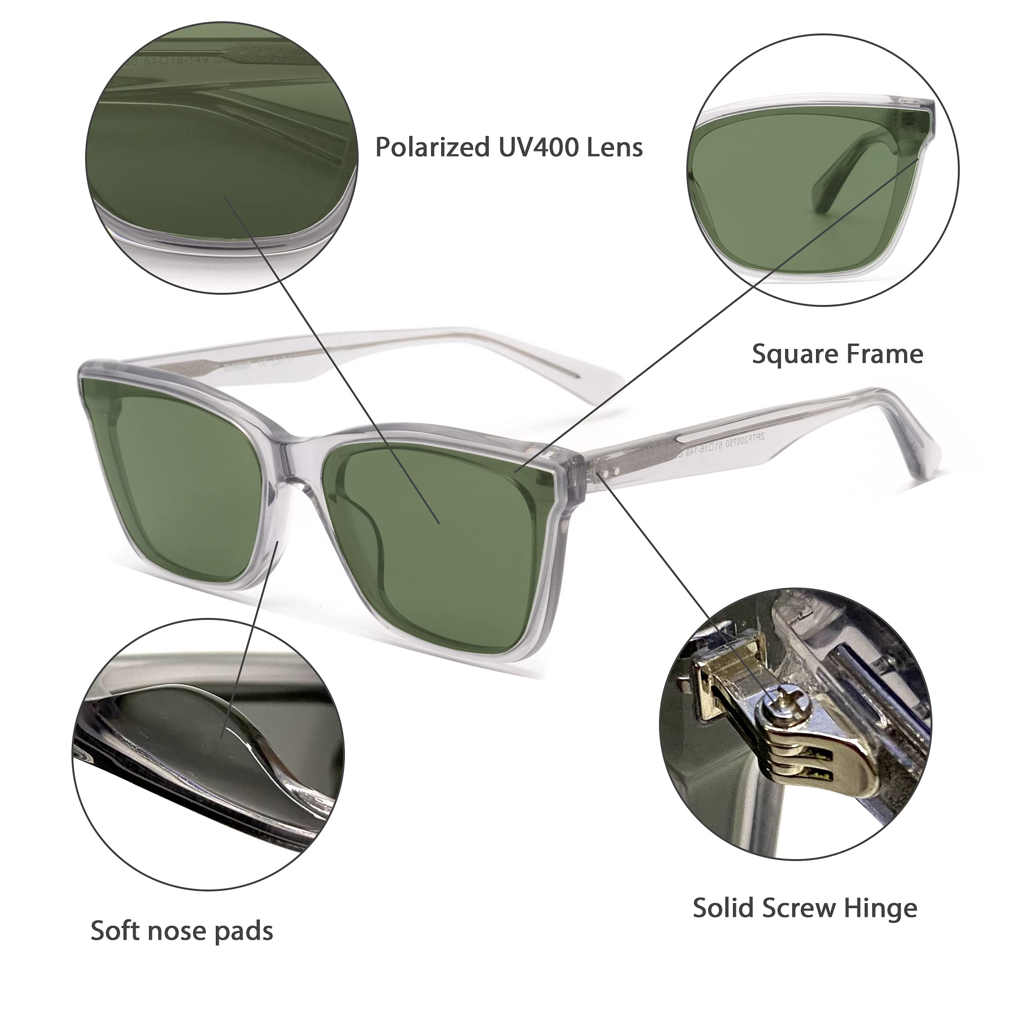 Glindar Quadrati Vintage occhiali da sole acetato donna
