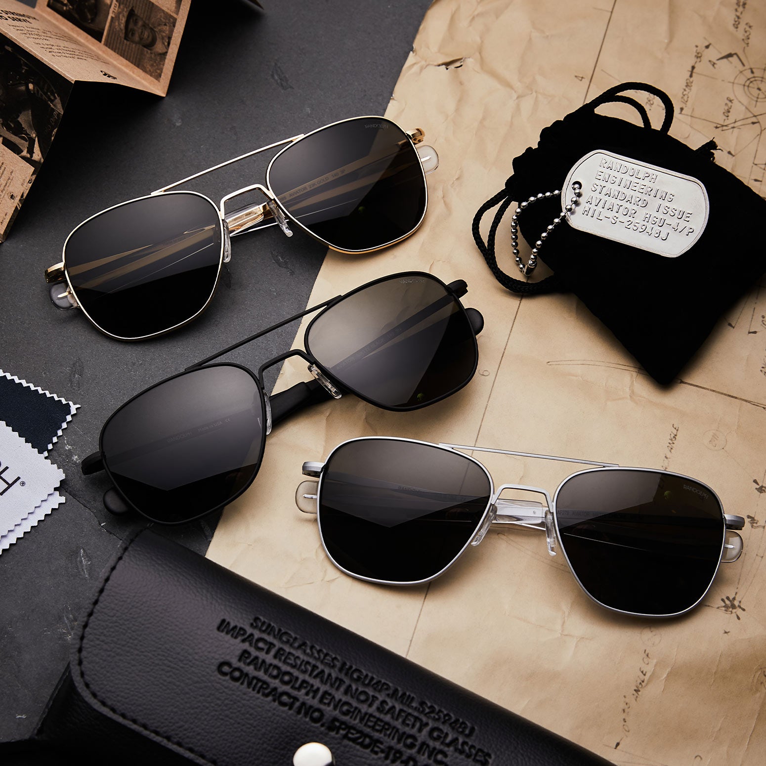 Randolph Aviator Military Special Edition occhiali sole oro 23k