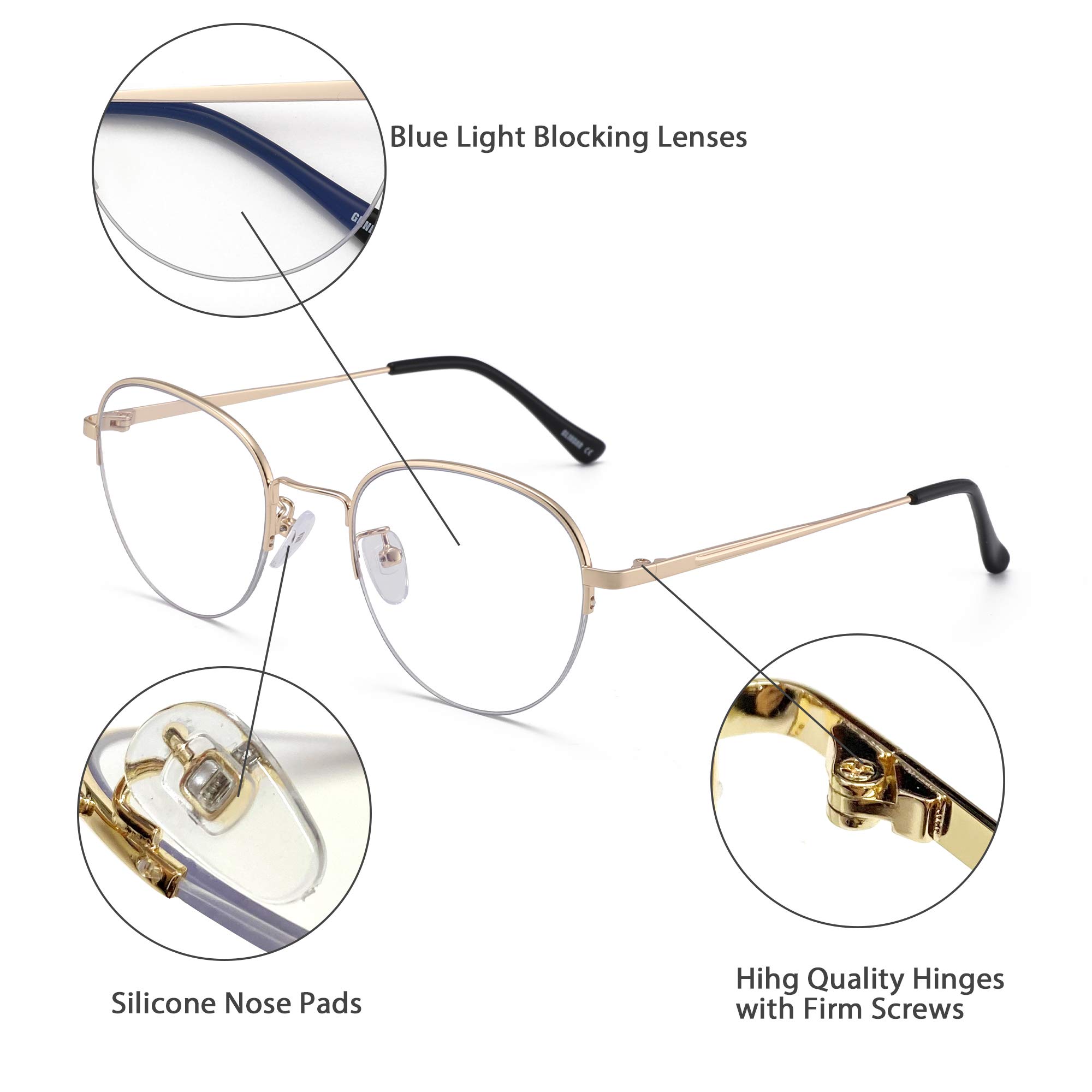 Glindar Computer occhiali filtro luce blu rotondi unisex schermo