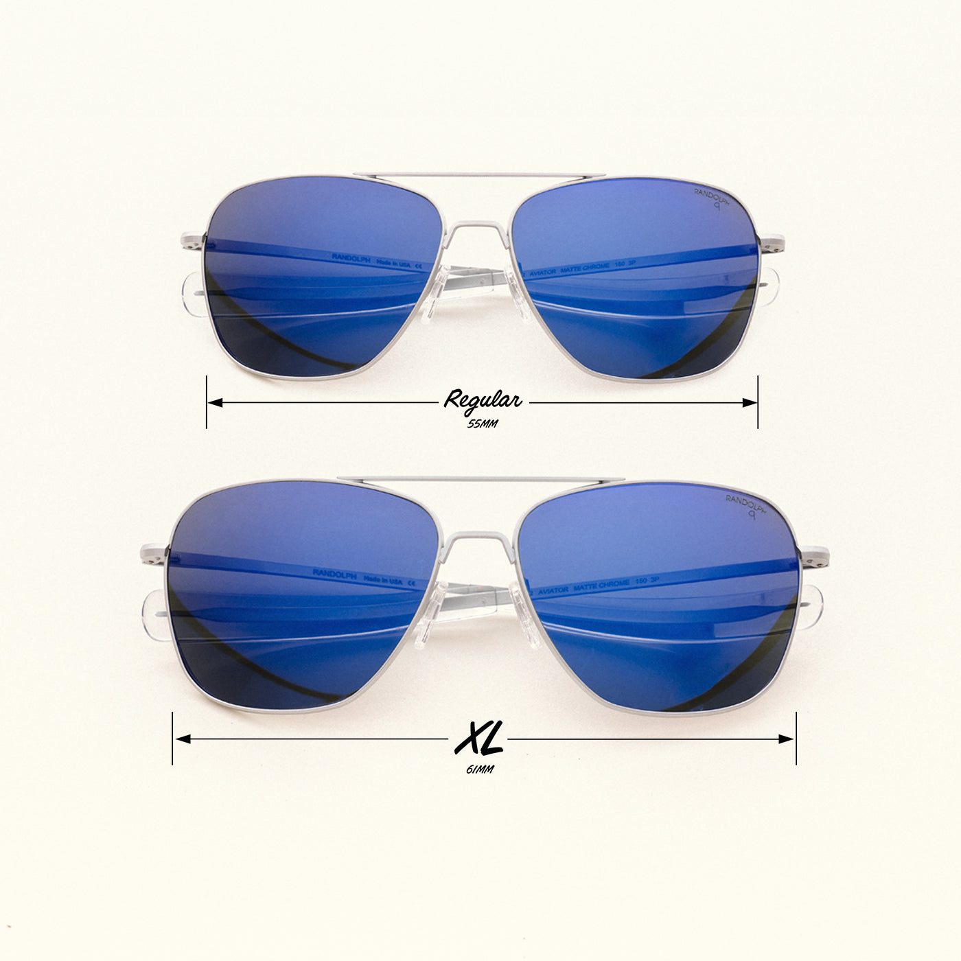 Randolph Aviator occhiali da sole vista cromo blu atlantico