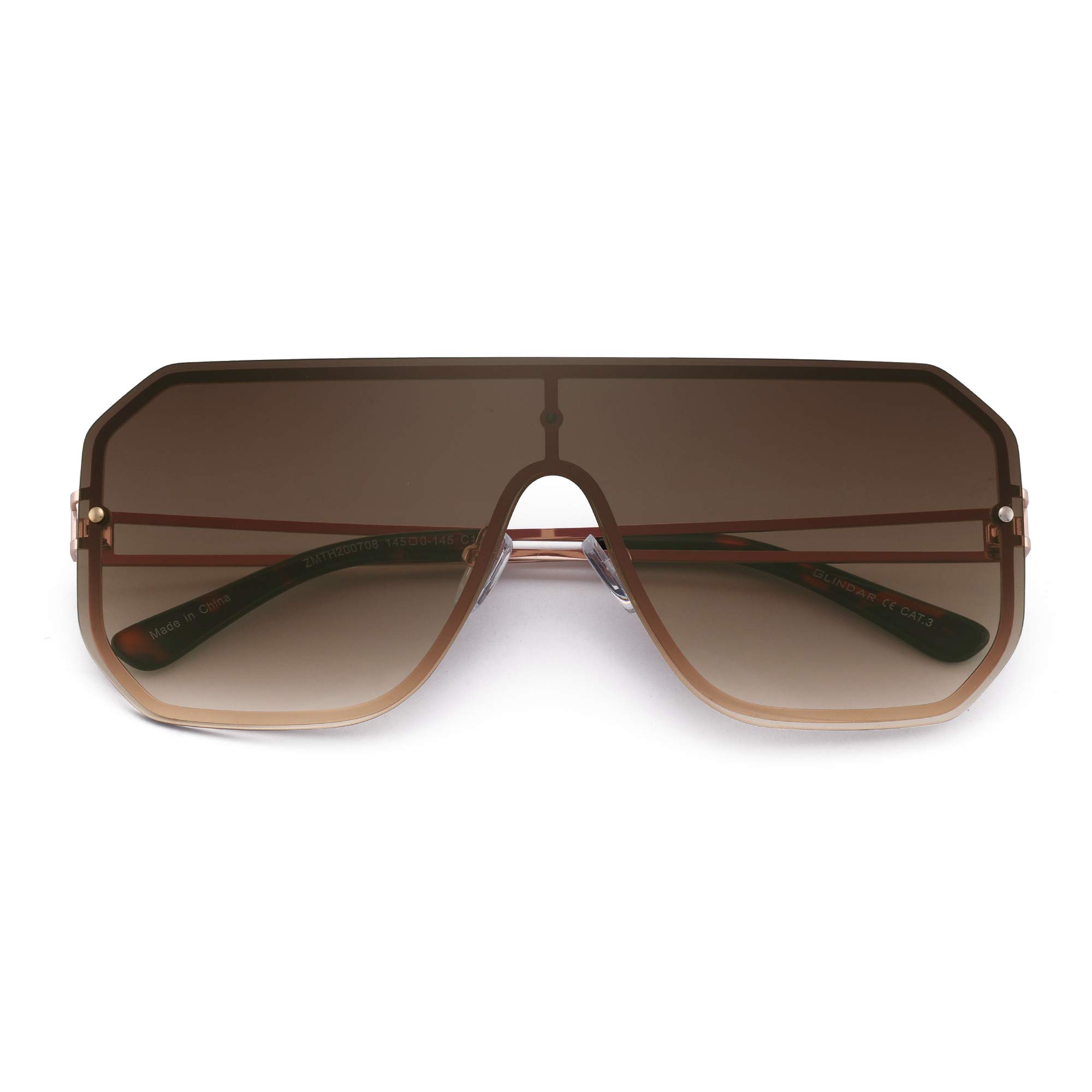 Glindar Flat Top Occhiali da Sole Senza Montatura Marroni Sfumati