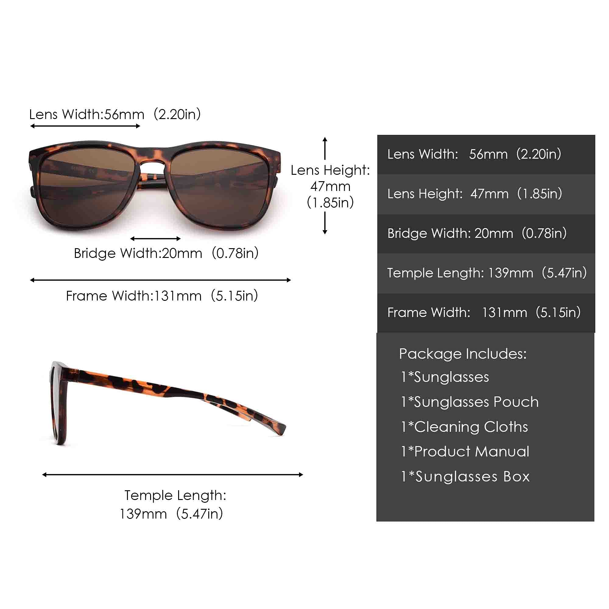 Glindar Occhiali da Sole Polarizzati Quadrati Retro Unisex