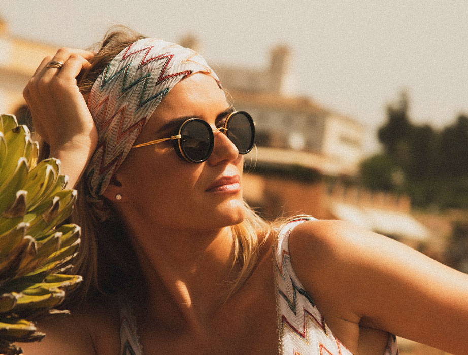 L.G.R Reunion Explorer occhiali sole havana lente blu