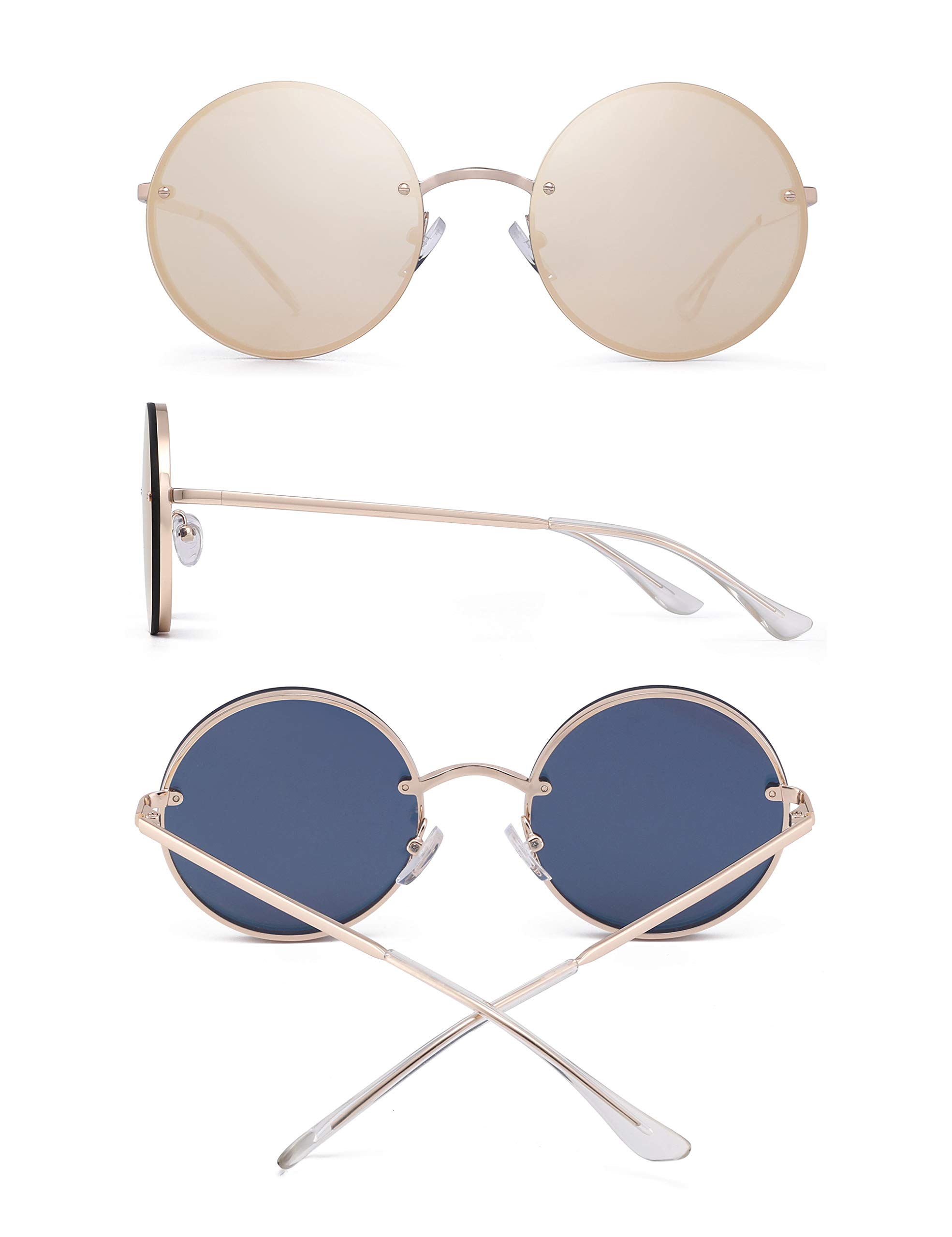Glindar Retro occhiali da sole rotondi hippie