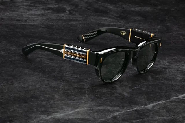 Jacques Marie Mage Beaded occhiali da sole ematite grigio
