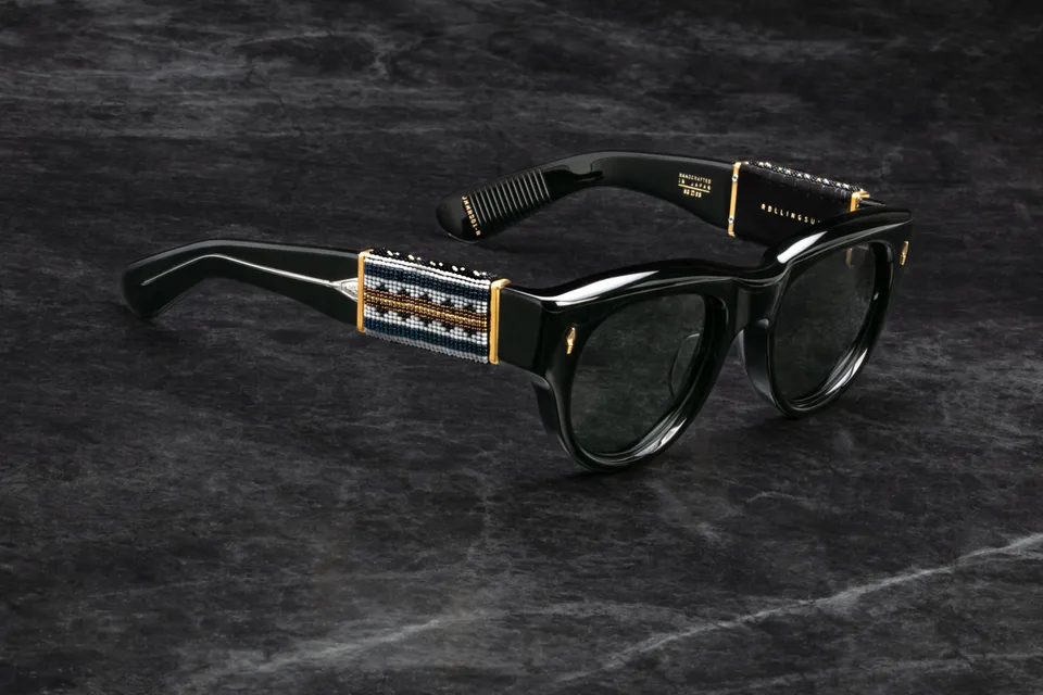 Jacques Marie Mage Beaded occhiali da sole ematite grigio