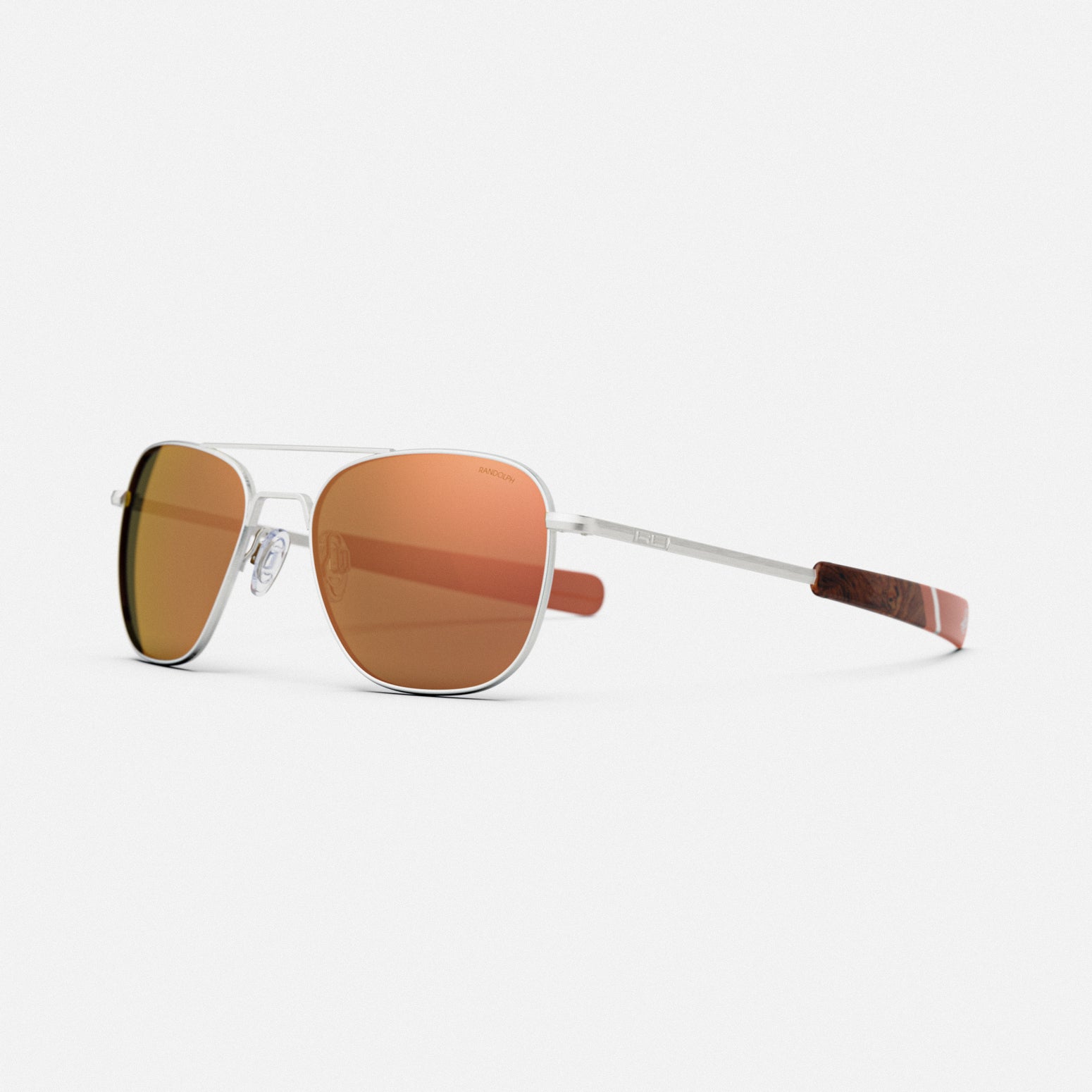 Randolph Aviator Satin Silver Rose Gold occhiali da sole 55mm