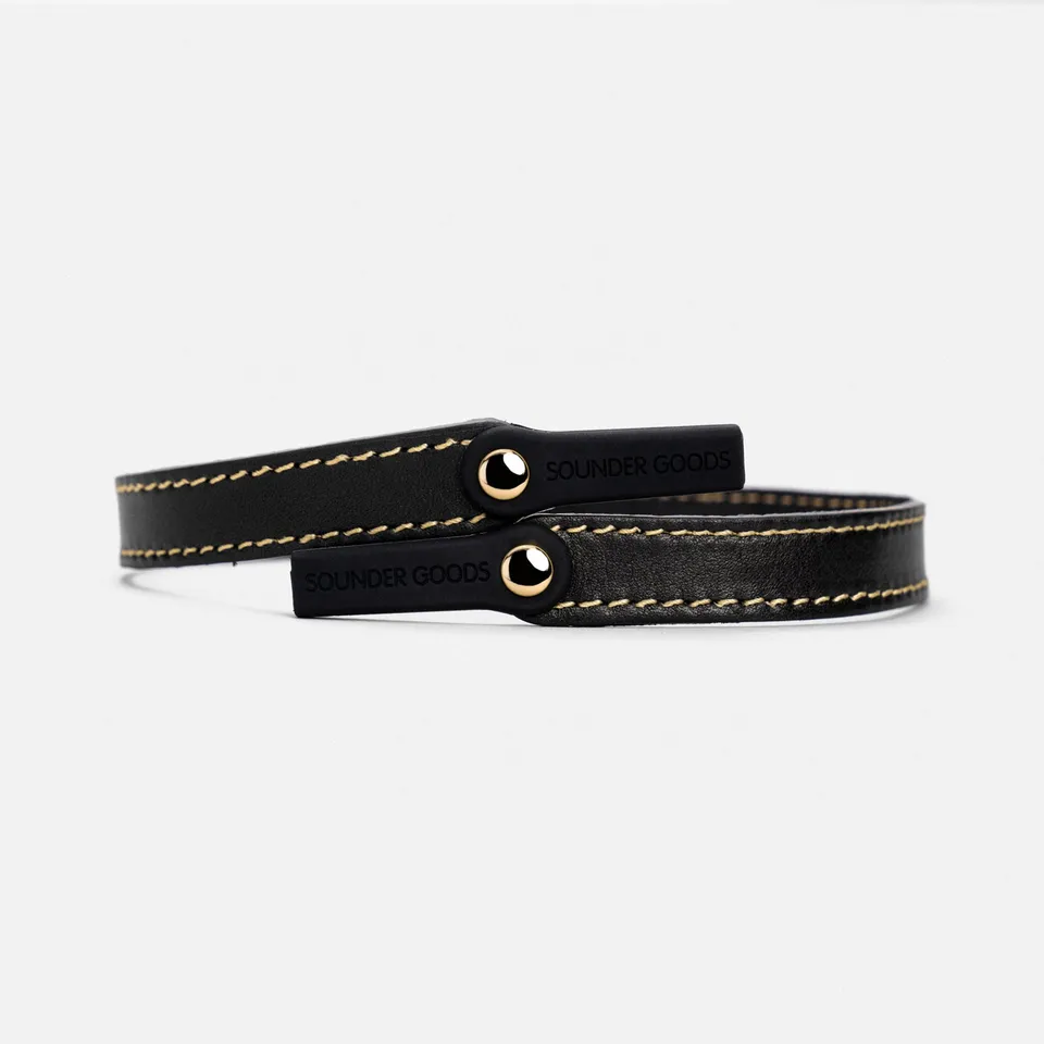 Randolph Sounder Goods cordino occhiali pelle nero oro 23kt