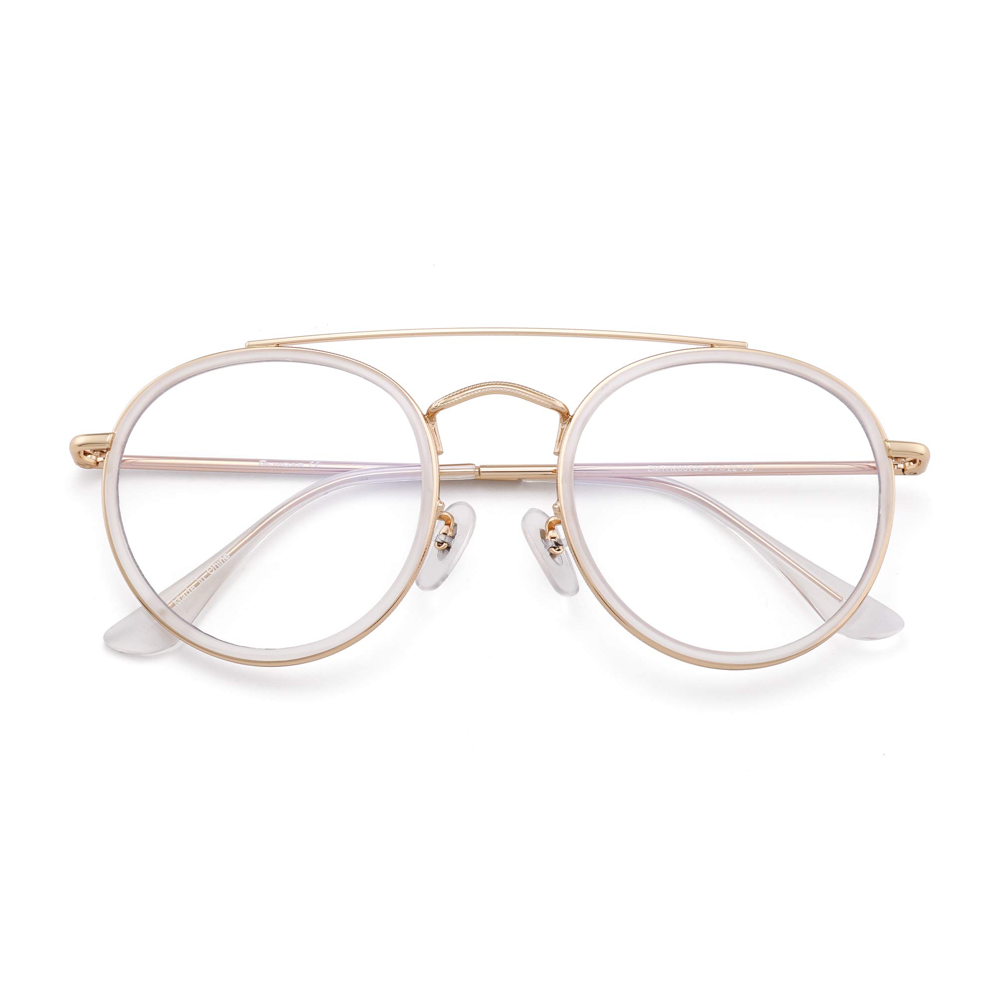 Glindar occhiali luce blu rotondi vintage doppio ponte donna