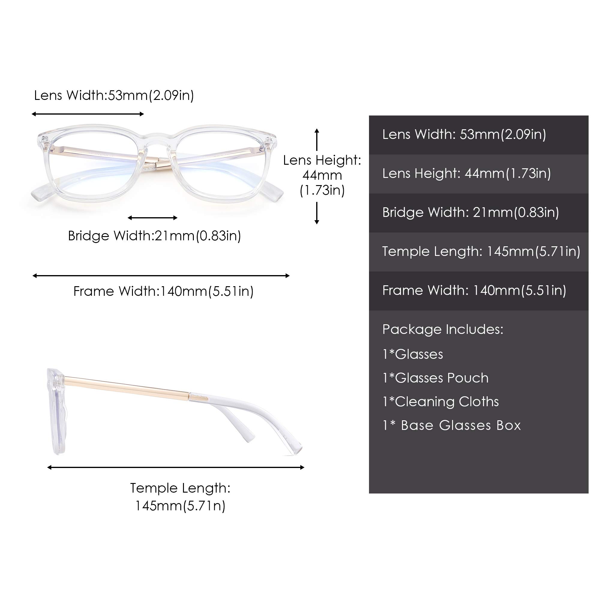 Glindar Nerd quadrati occhiali computer filtro luce blu