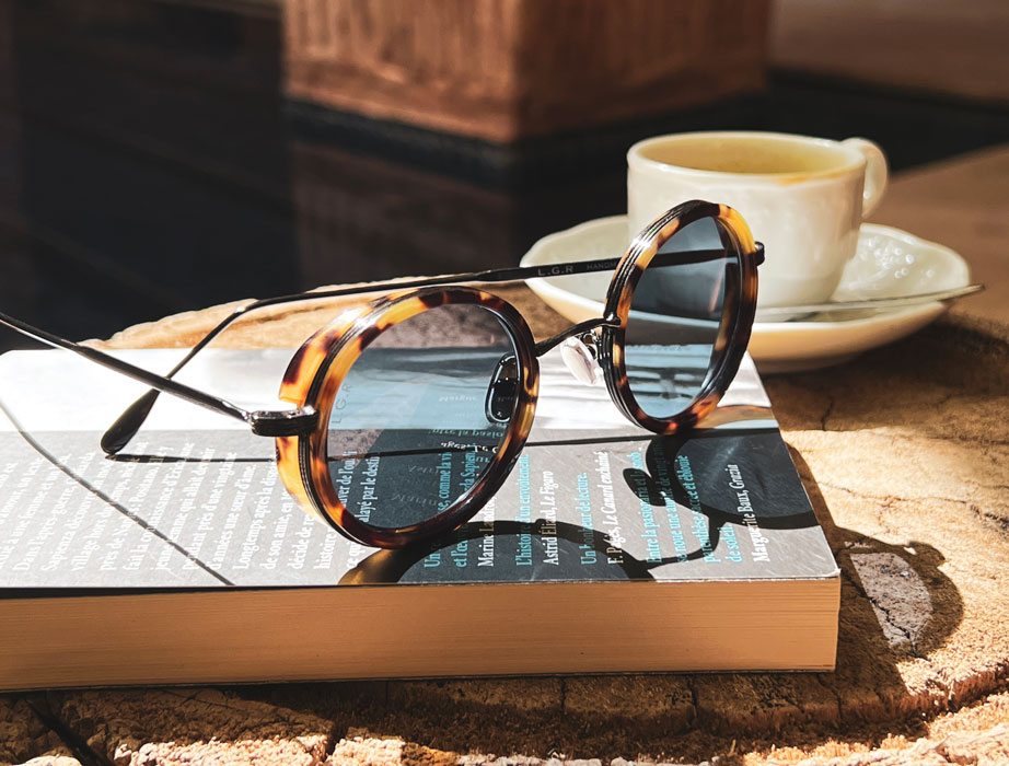 L.G.R Reunion Explorer occhiali sole havana lente blu