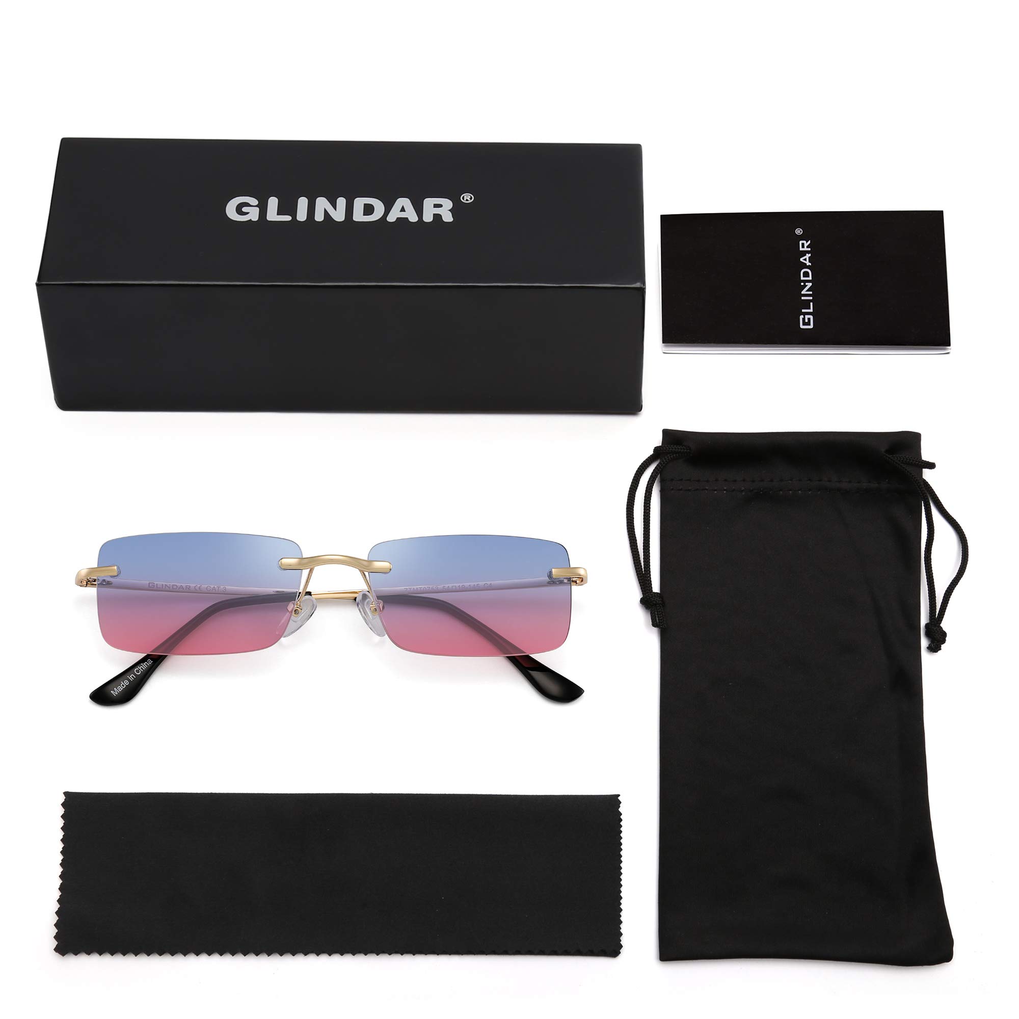 Glindar Rettangolari Senza Montatura Occhiali da Sole con Protezione UV