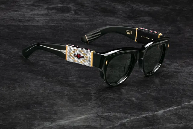 Jacques Marie Mage Beaded Rollingsun 1:1 occhiali Hematite vetro