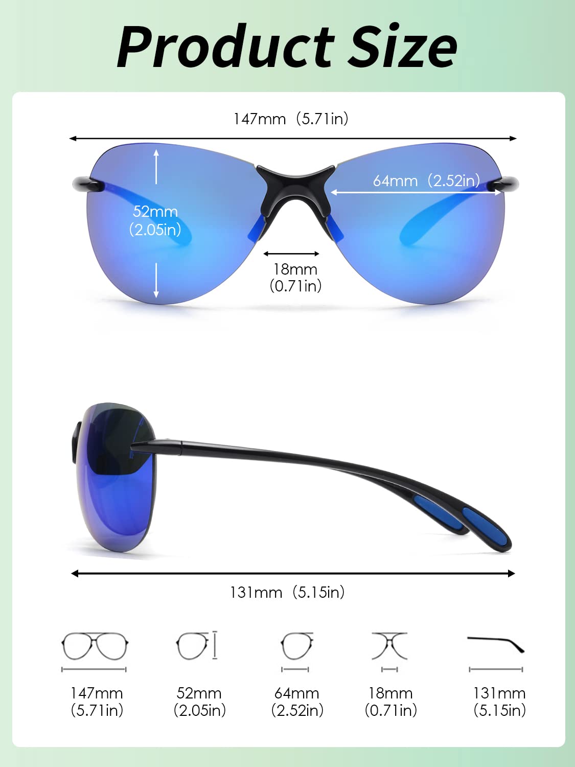Glindar TR90 Pilot occhiali da sole sportivi uomo donna