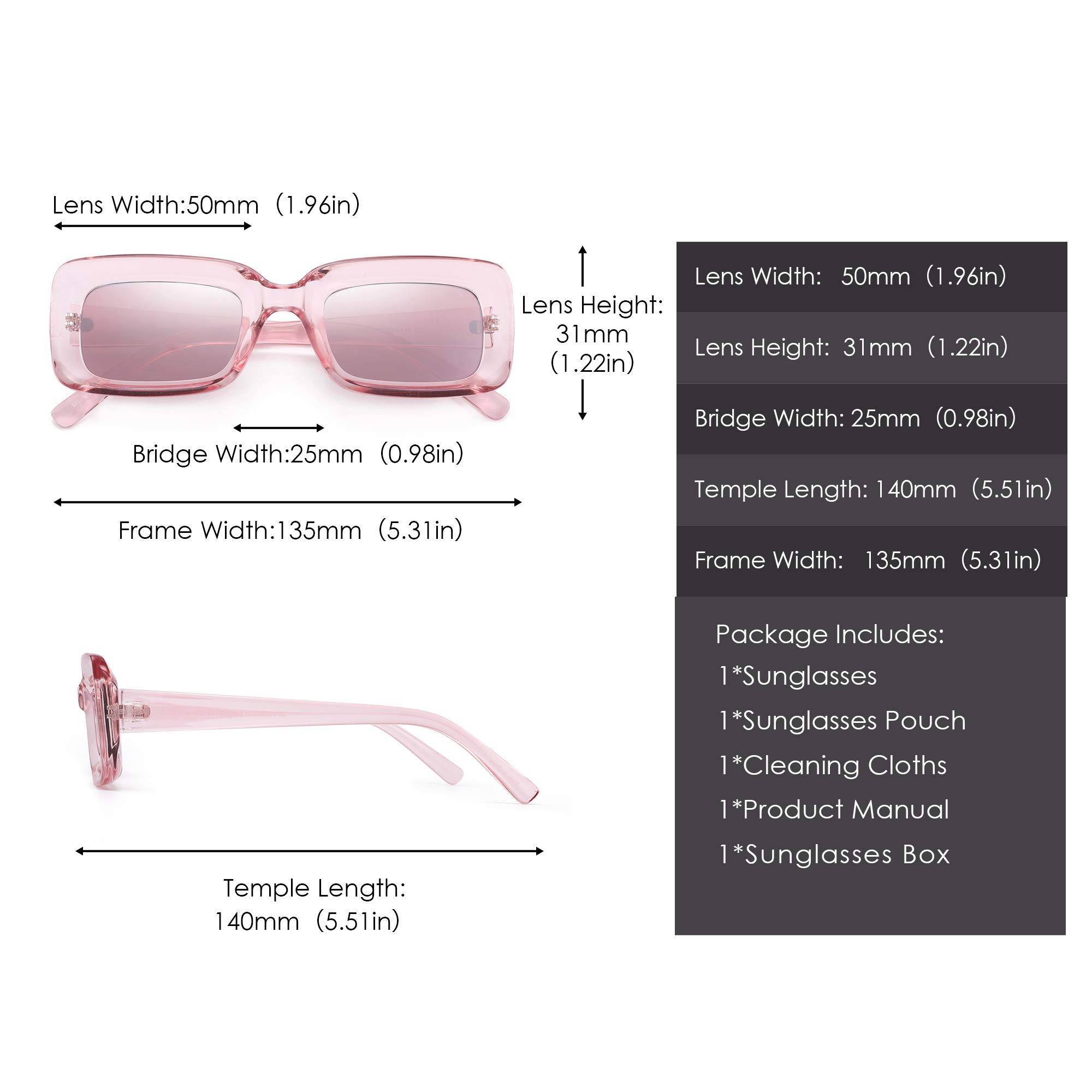 Glindar Quadrati occhiali da sole donna UV400 retro
