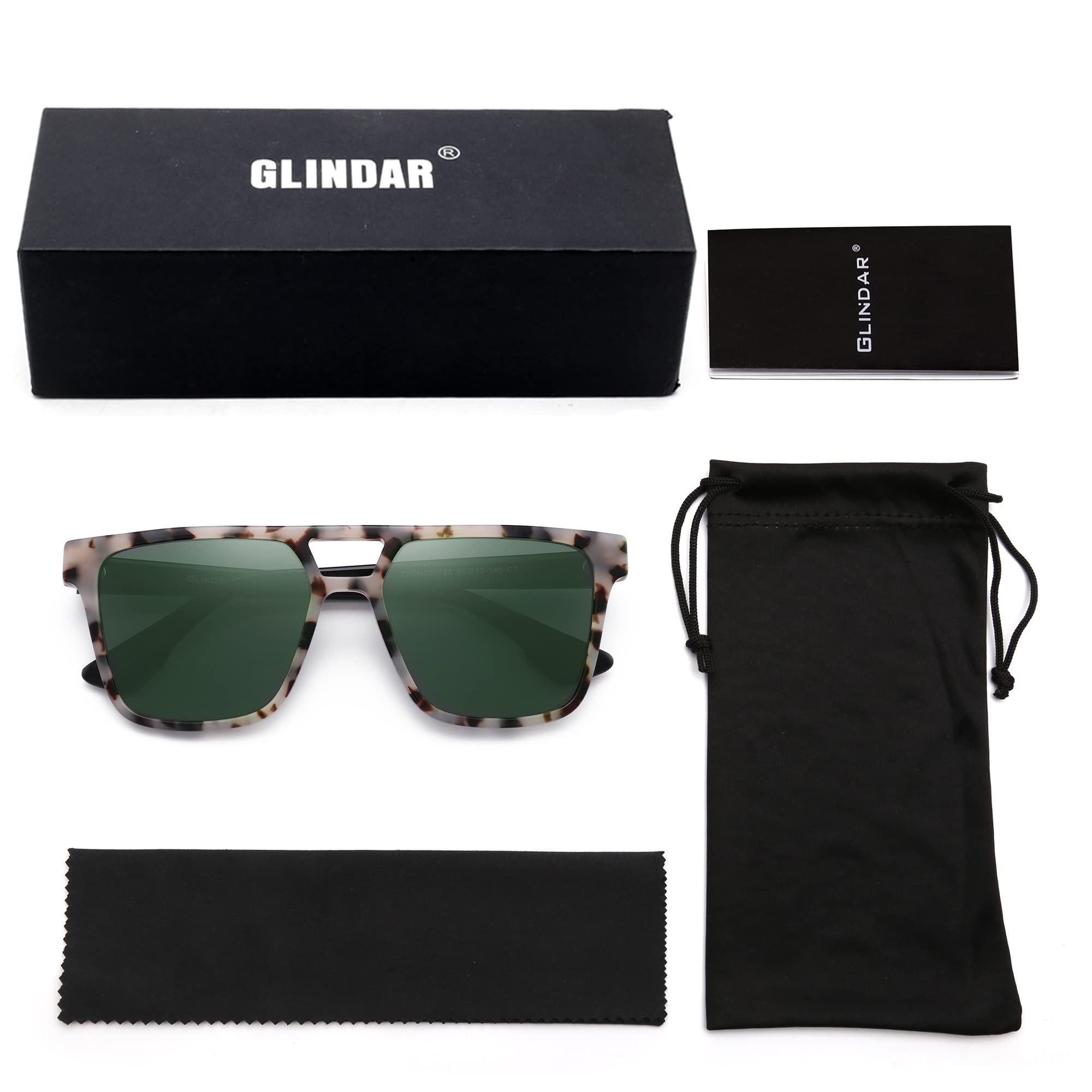 Glindar Retro Square occhiali da sole acetato sfumati unisex