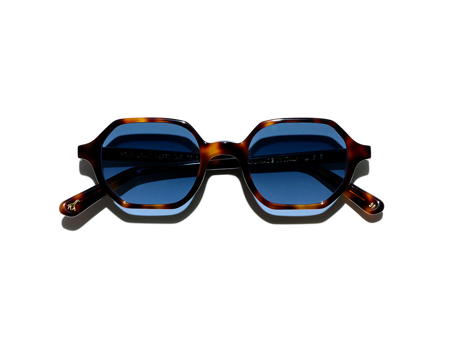 L.G.R Zanzibar occhiali da sole havana maculato lente blu