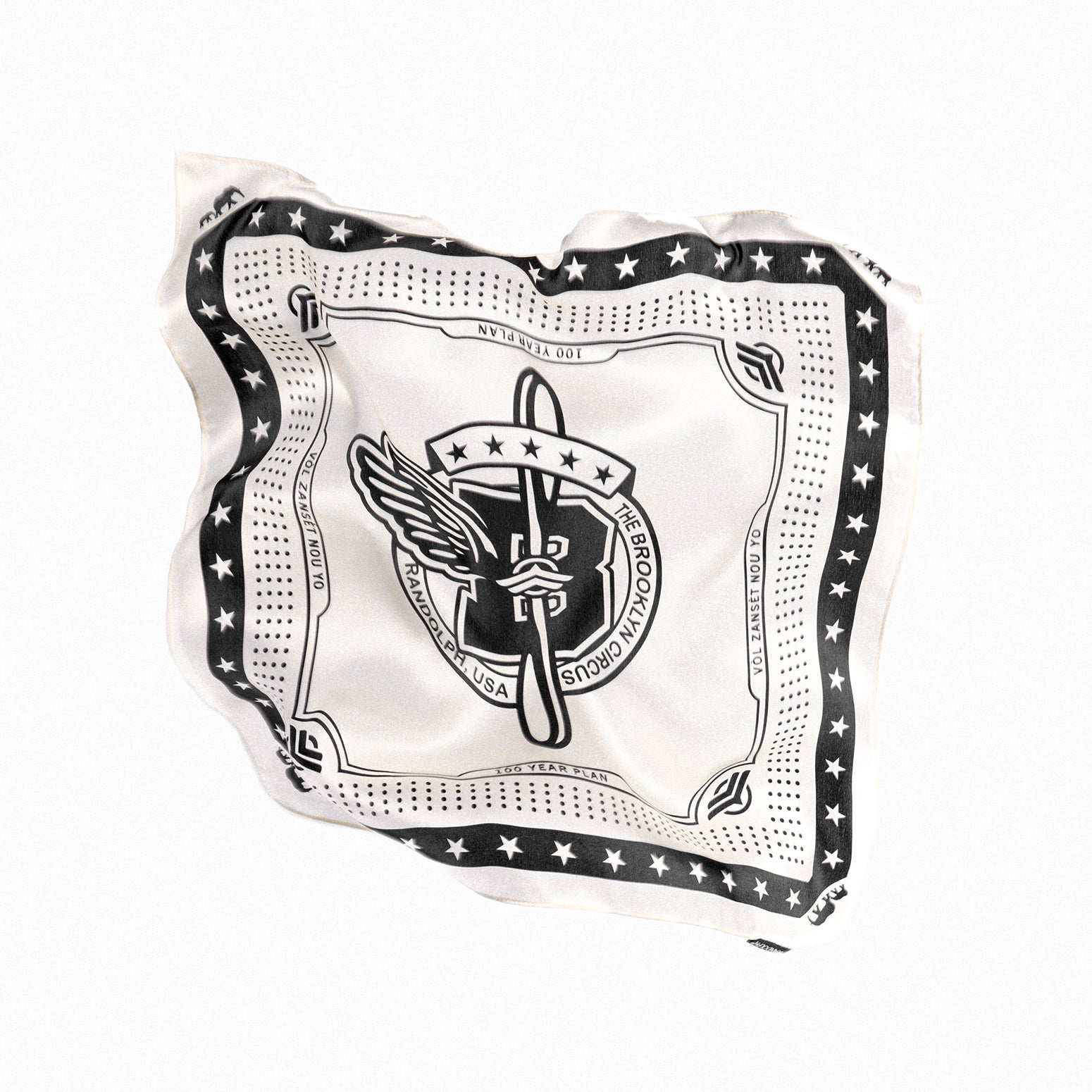 Randolph x BKc foulard in seta bianco grafica