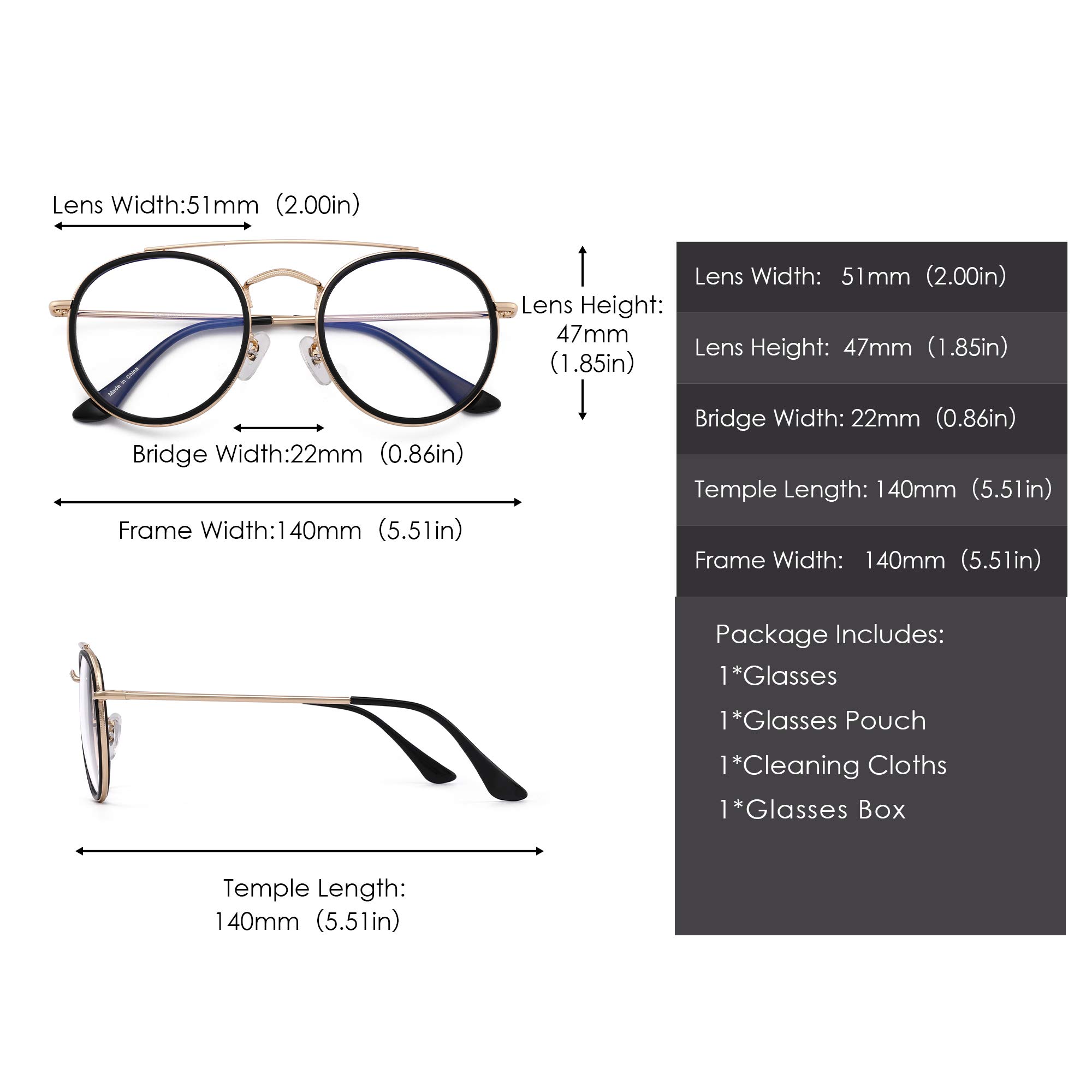 Glindar occhiali luce blu rotondi vintage doppio ponte donna