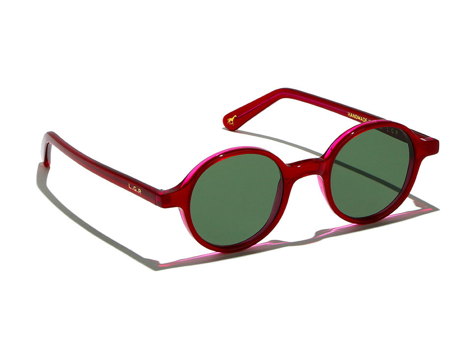 L.G.R Reunion occhiali da sole rosso lente verde piatta