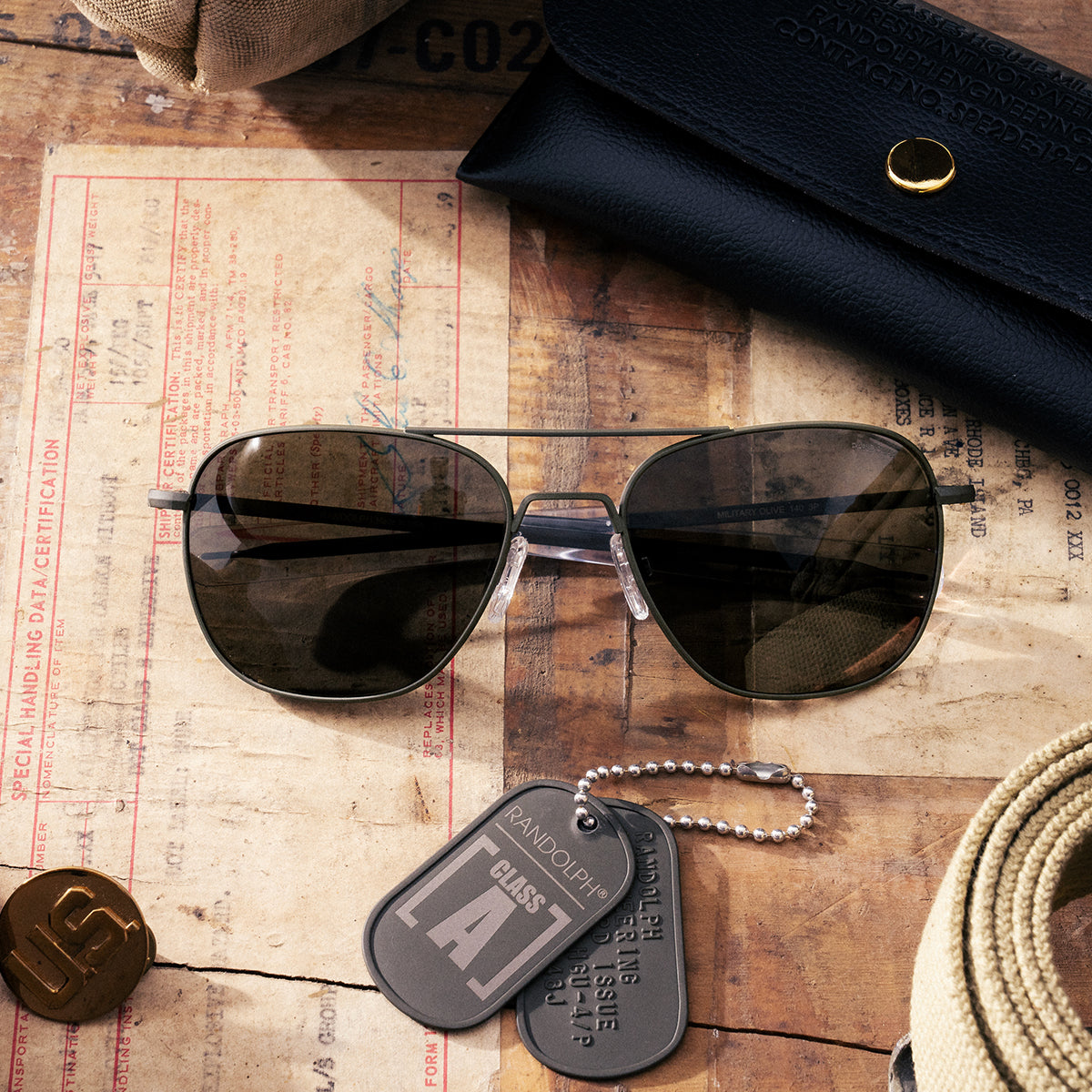 Randolph Class A Aviator Military Olive occhiali da sole 55mm
