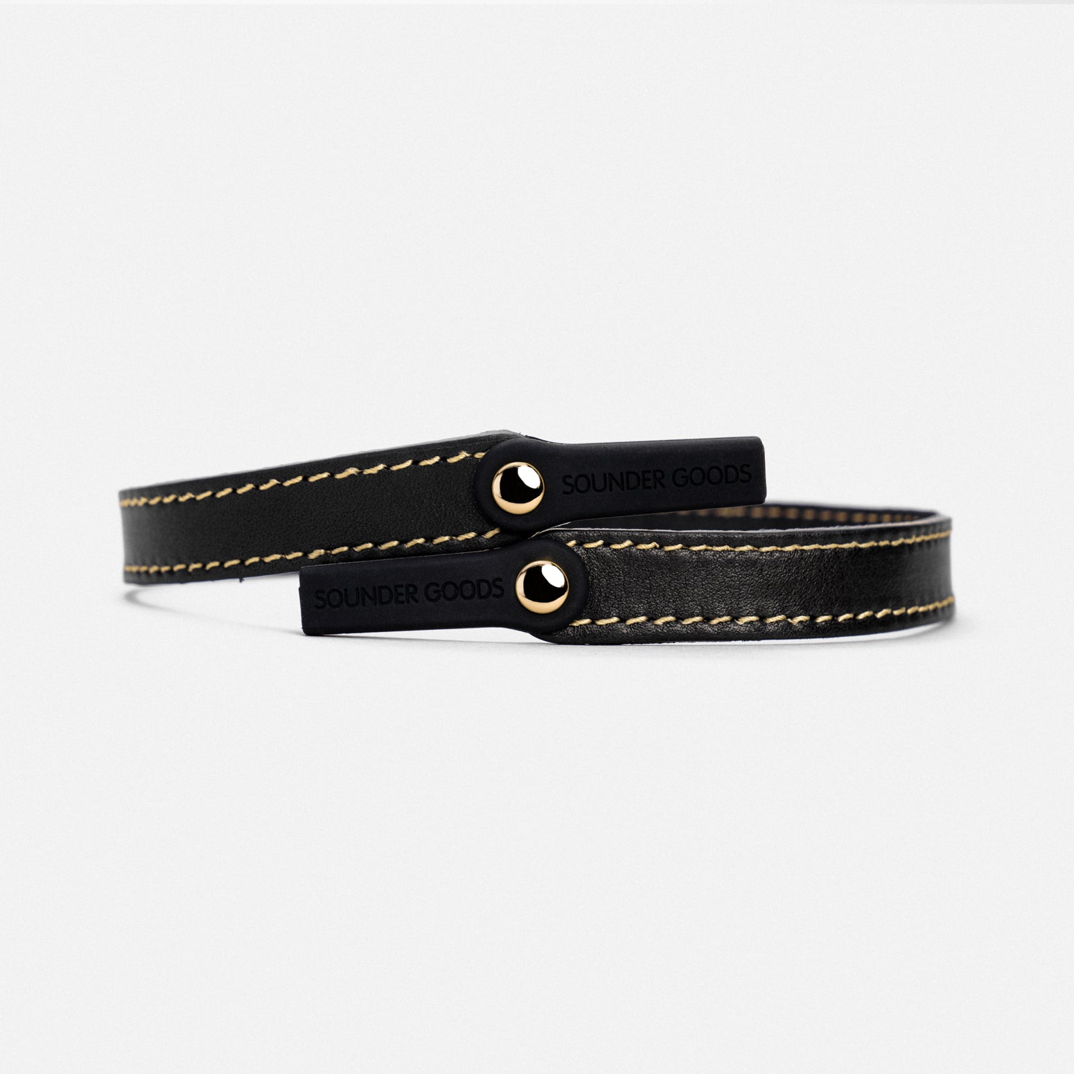 Randolph Sounder Goods cordino occhiali pelle nero oro 23kt