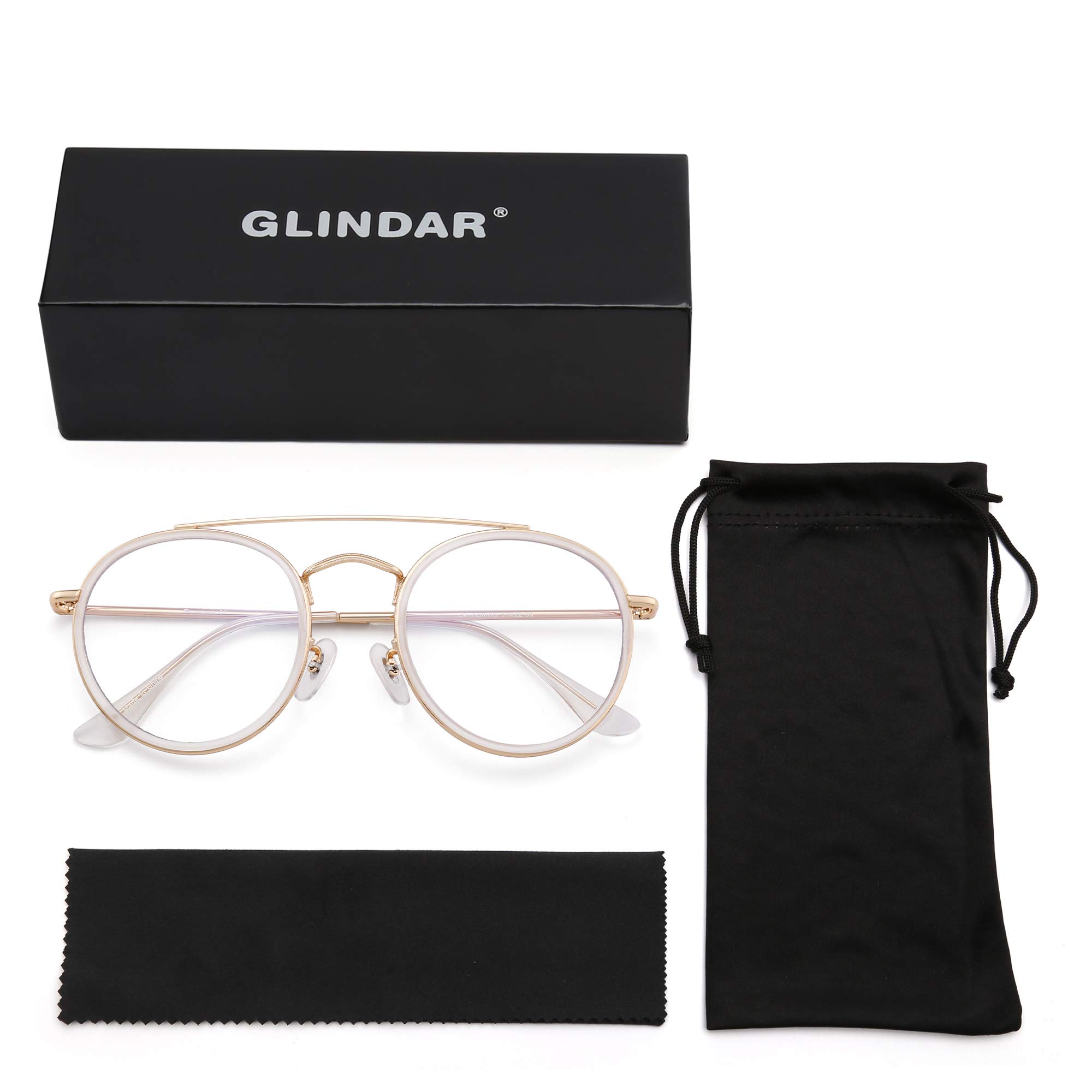 Glindar occhiali luce blu rotondi vintage doppio ponte donna