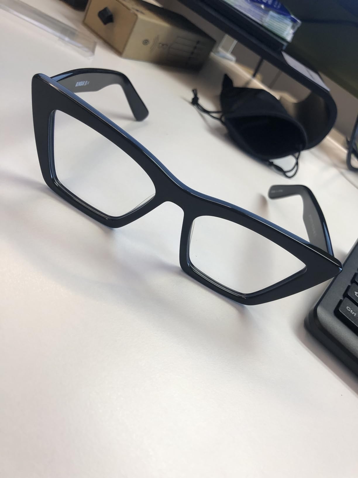 Glindar occhiali luce blu cat eye neri in acetato