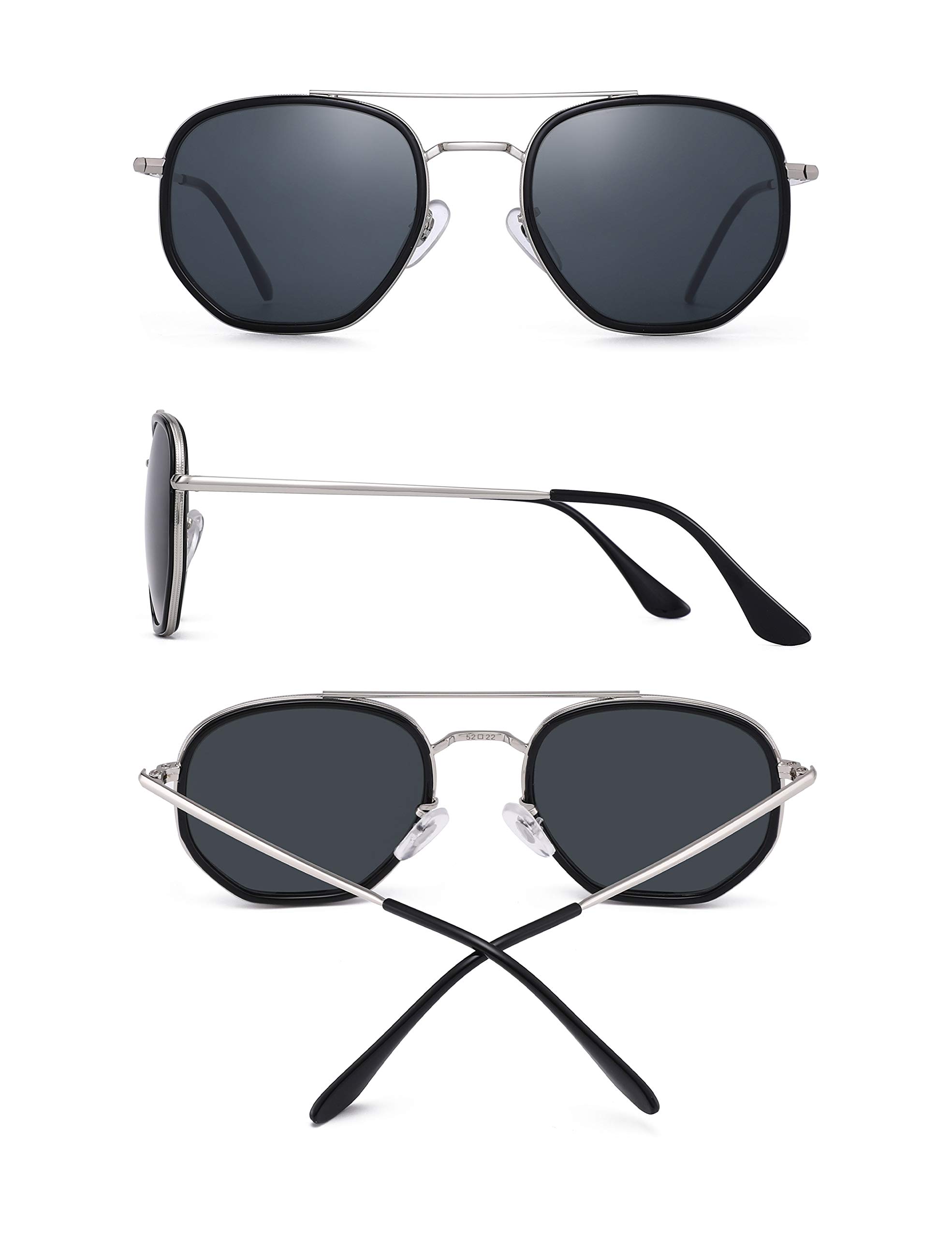 Glindar occhiali da sole retro piccoli ponte doppio unisex