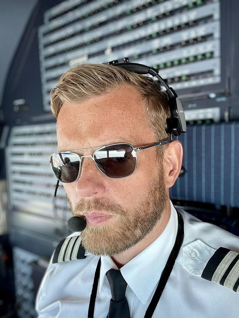 Randolph Aviator Matte Chrome occhiali da sole Atlantic Blue