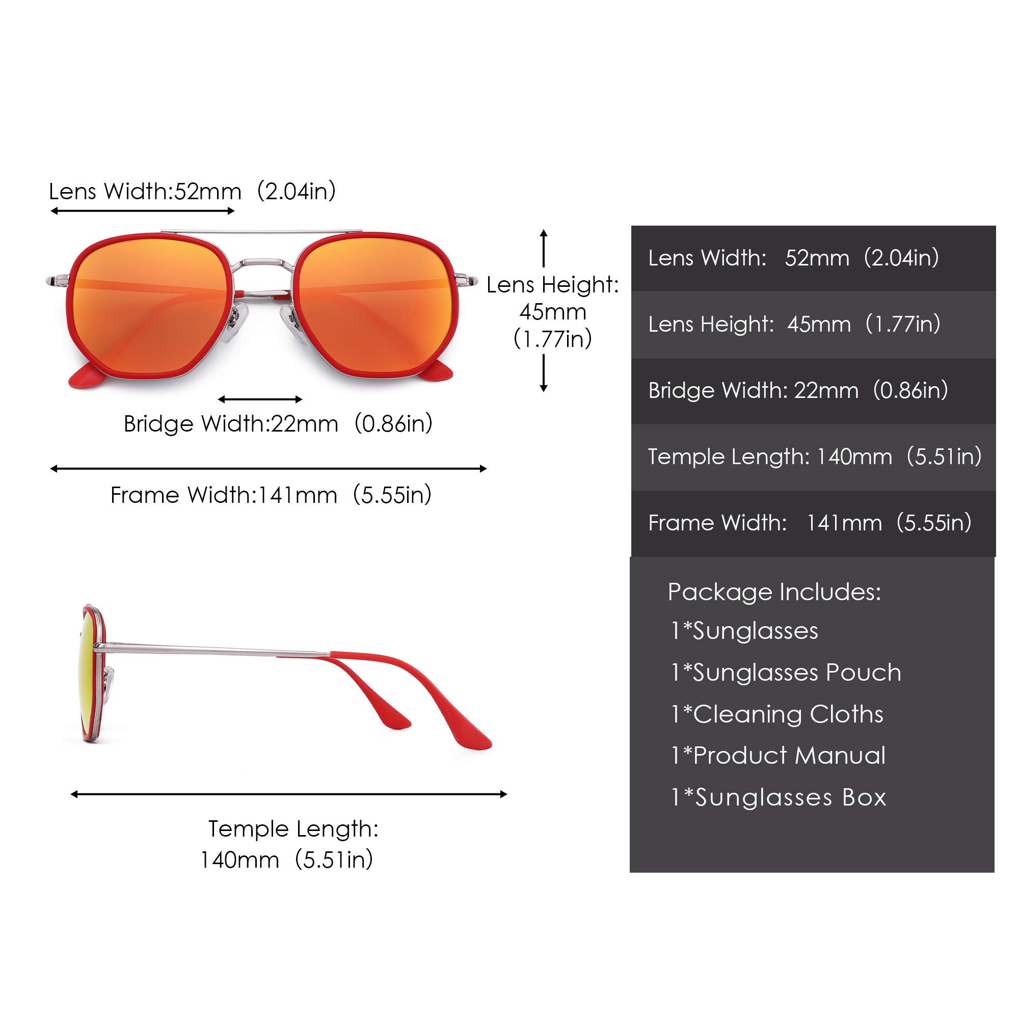 Glindar occhiali da sole piccoli doppio ponte unisex