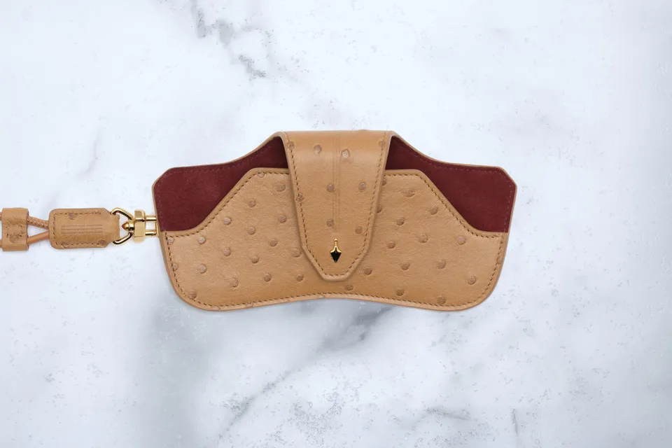 Jacques Marie Mage Hunter Ostrich custodia pelle camel