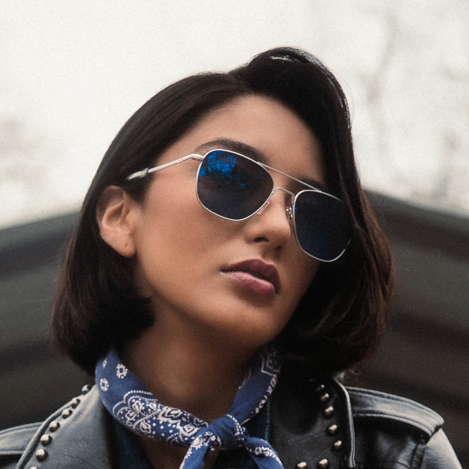 Randolph Aviator Matte Chrome occhiali da sole Atlantic Blue