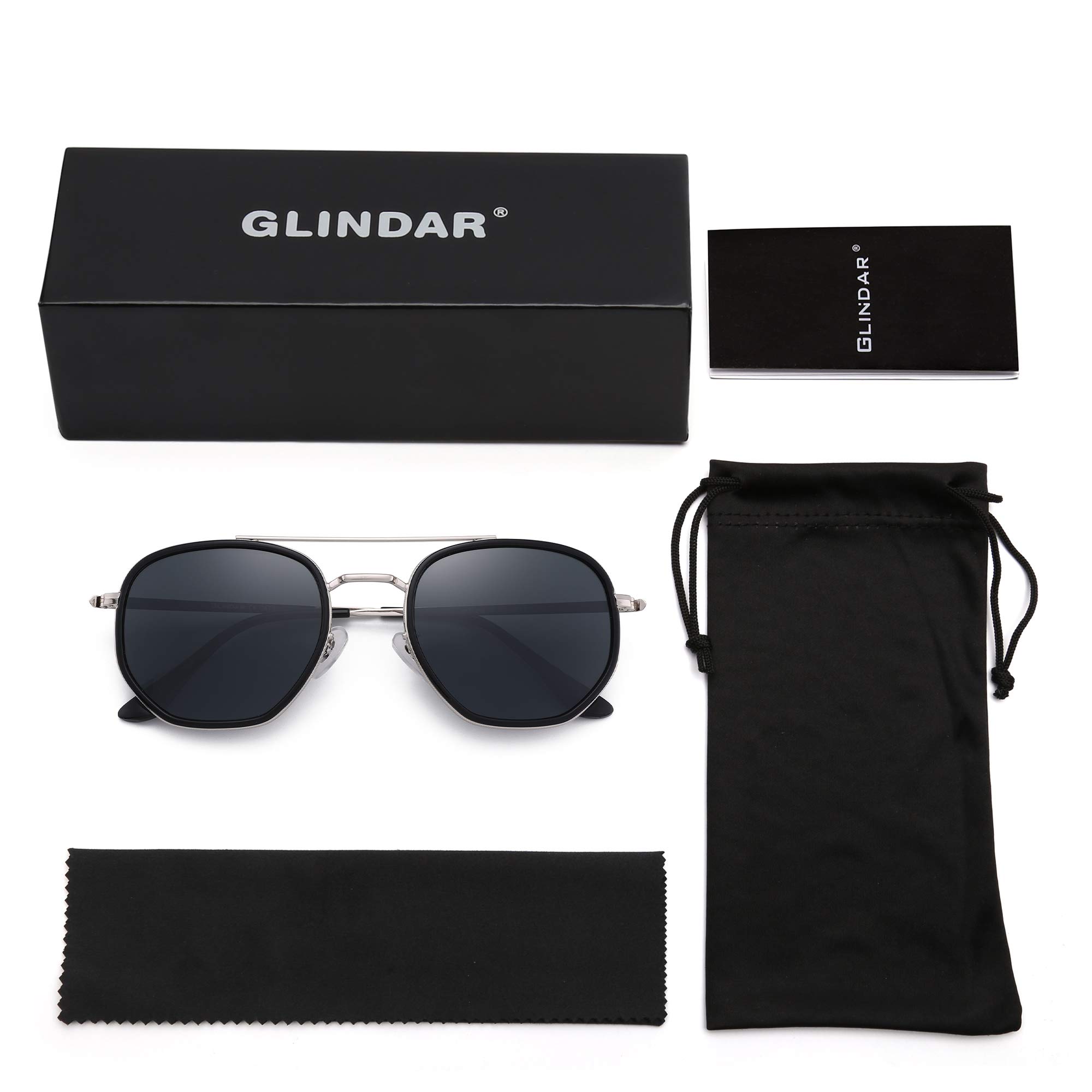 Glindar occhiali da sole retro piccoli ponte doppio unisex
