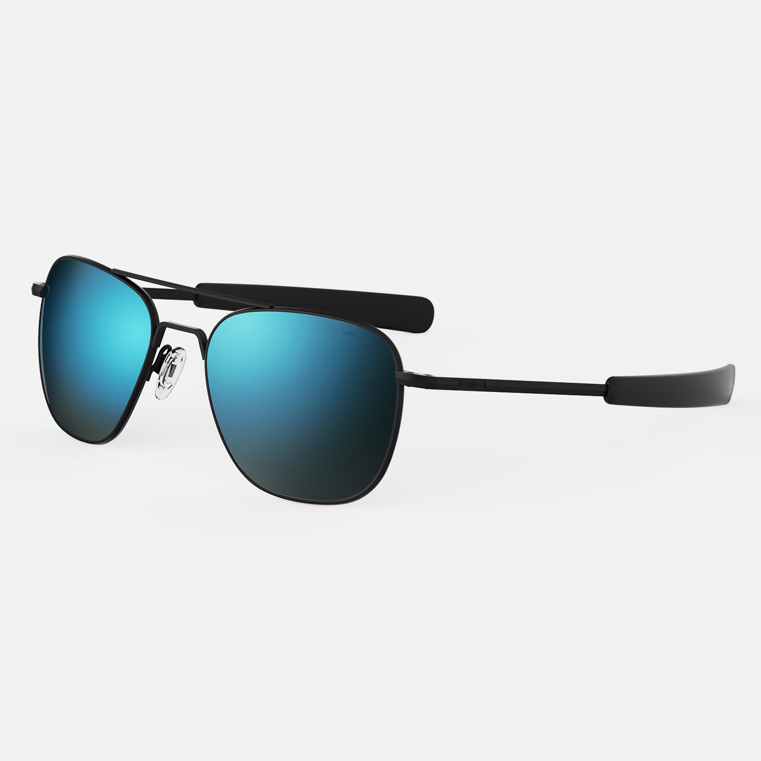 Randolph Aviator Matte Black occhiali da sole cobalto