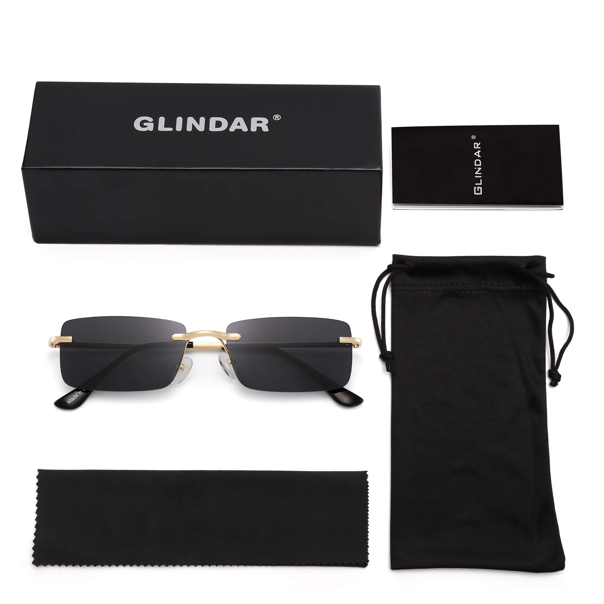 Glindar Rettangolari Senza Montatura Occhiali da Sole con Protezione UV