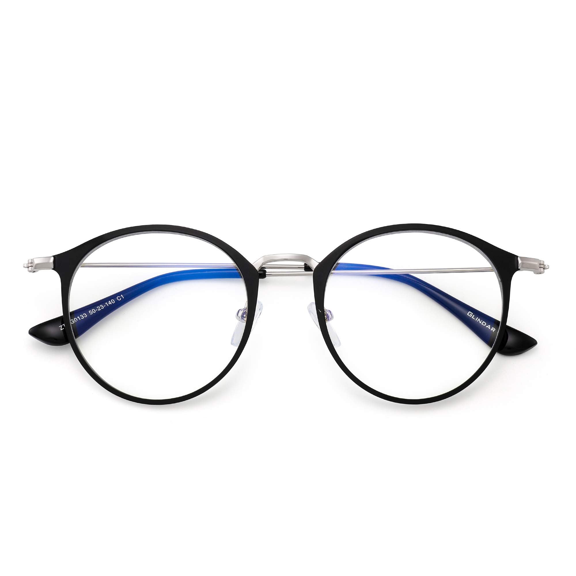 Glindar occhiali luce blu rotondi metallo unisex