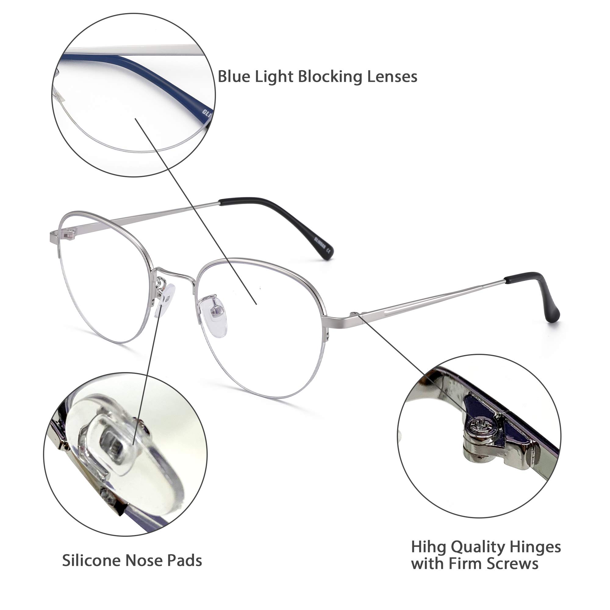 Glindar Rotondi occhiali luce blu computer unisex filtro blu