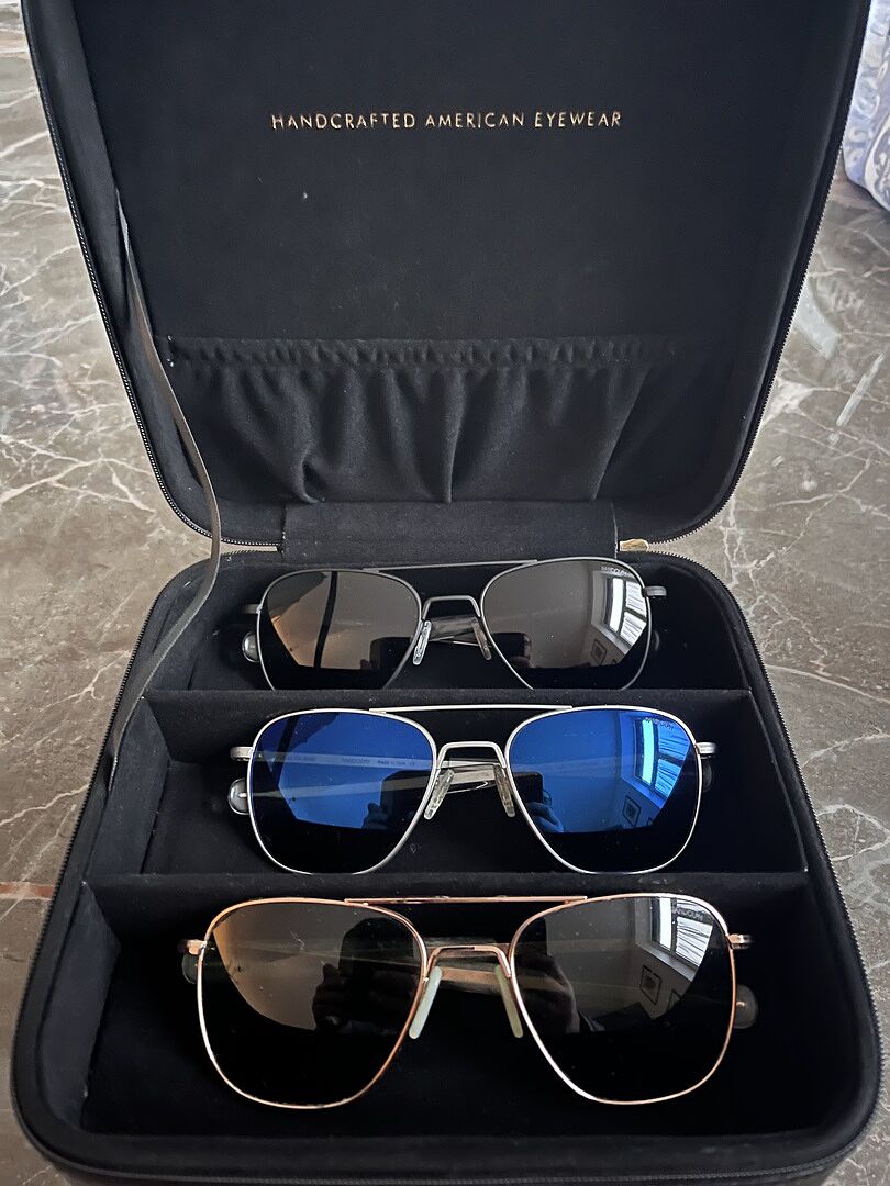 Randolph Travel Case 3 Posti Custodia Occhiali Nera in Pelle
