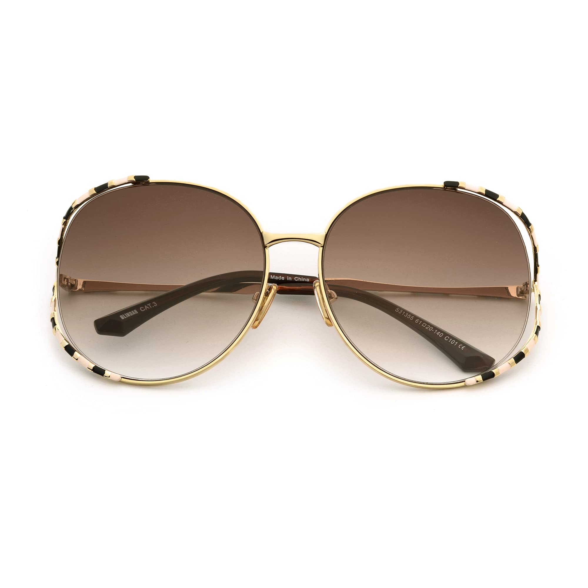 Glindar Oversize occhiali da sole donna sfumati UV400