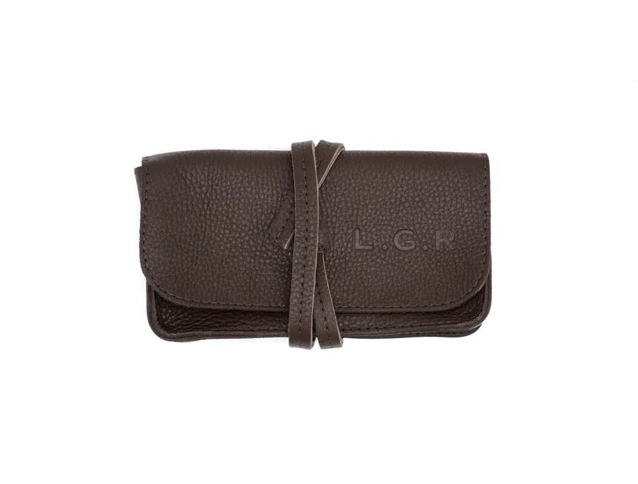 L.G.R Explorer custodia occhiali pelle marrone