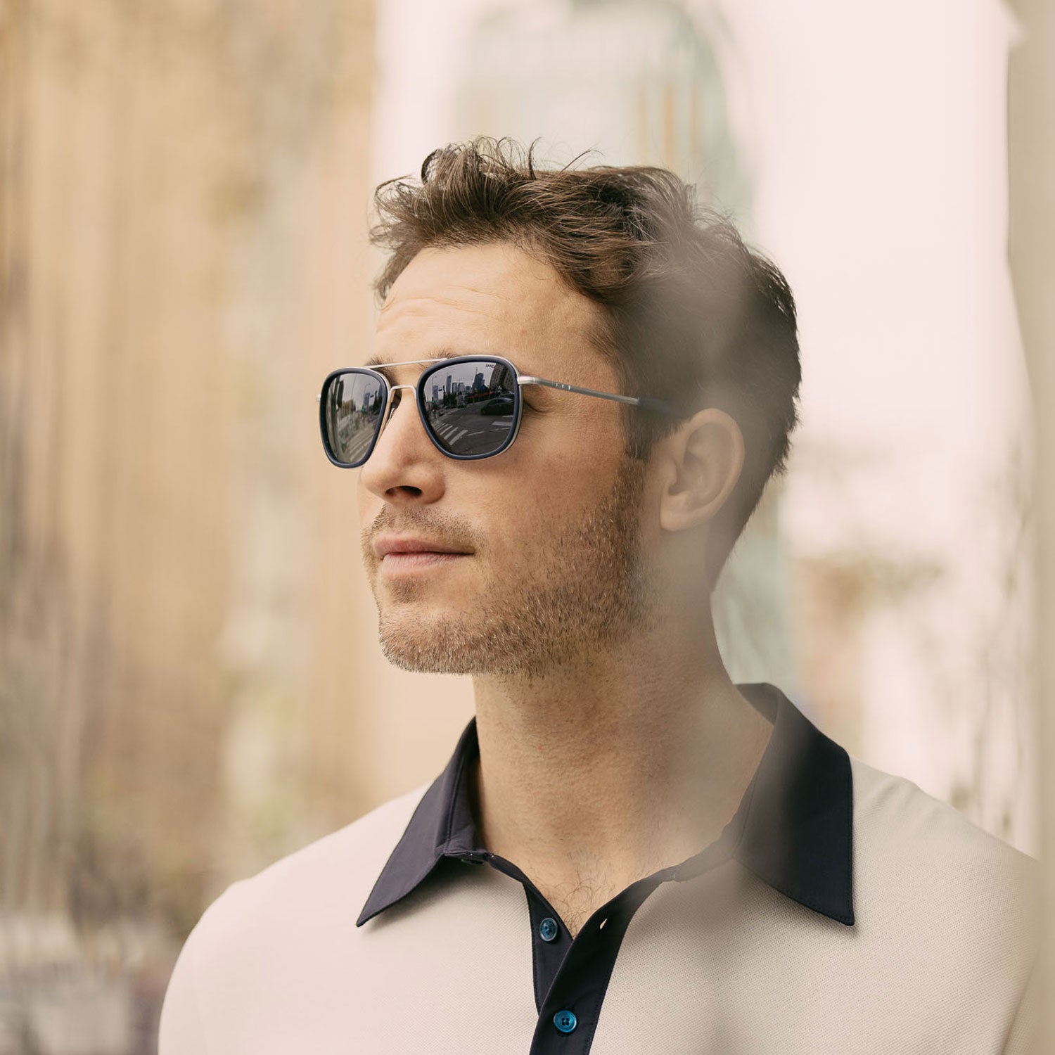 Randolph Aviator Fusion Matte Chrome Blue Sapphire occhiali da sole 55mm