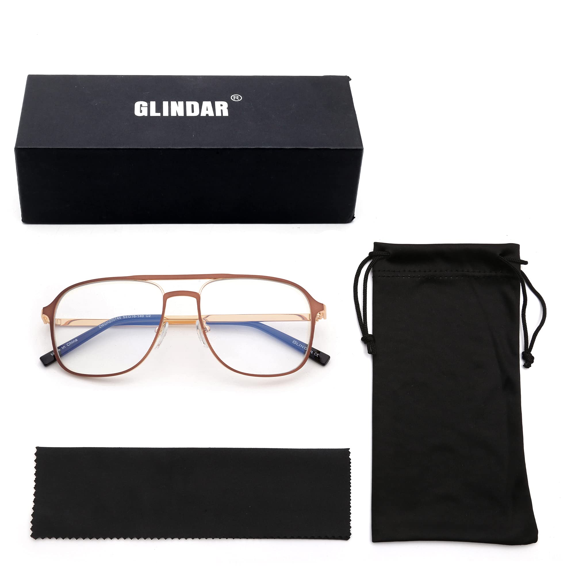 Glindar Occhiali Luce Blu Quadrati Donna Montatura Metallo