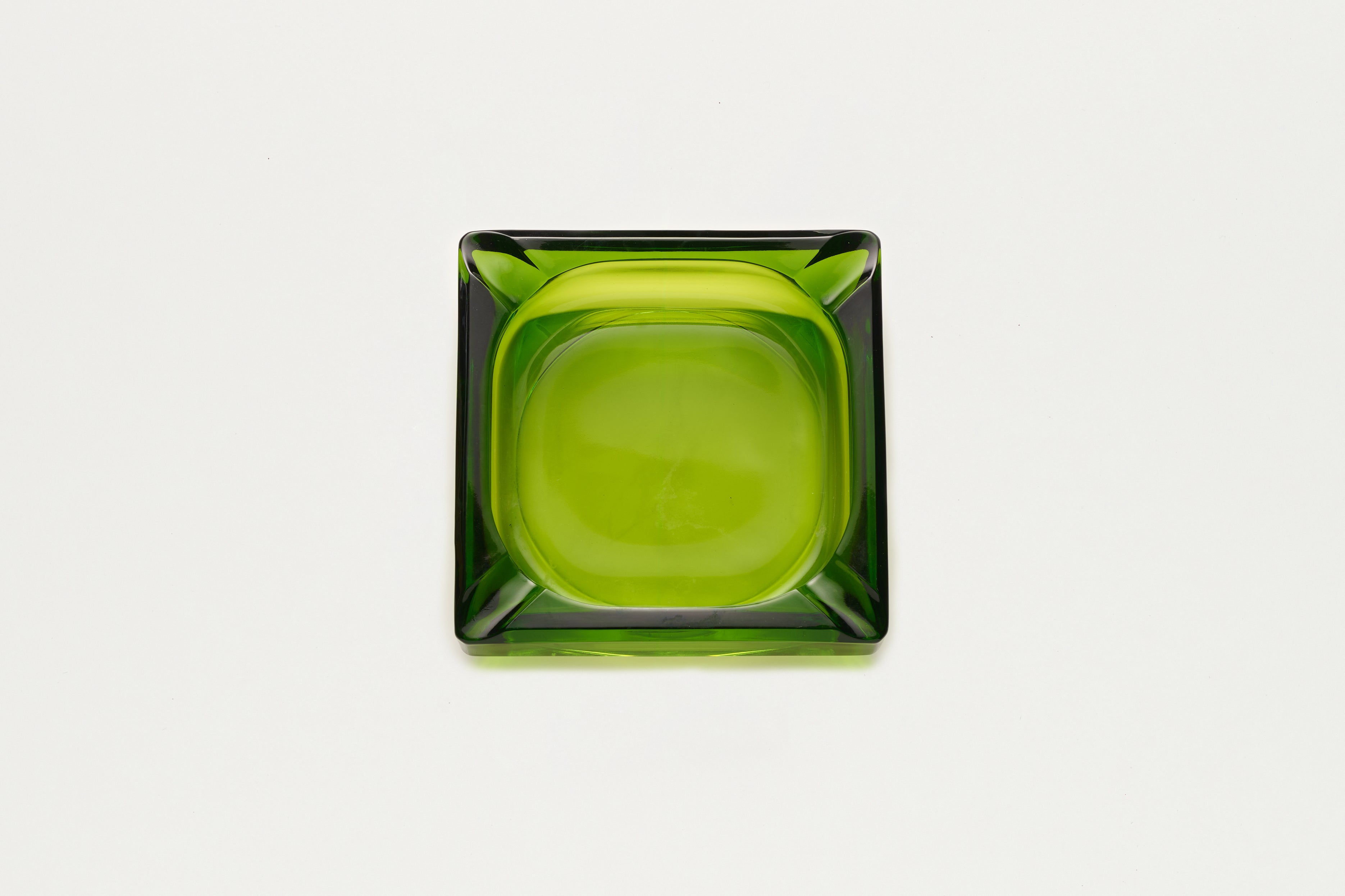 Posacenere vetro pressato verde anni 60