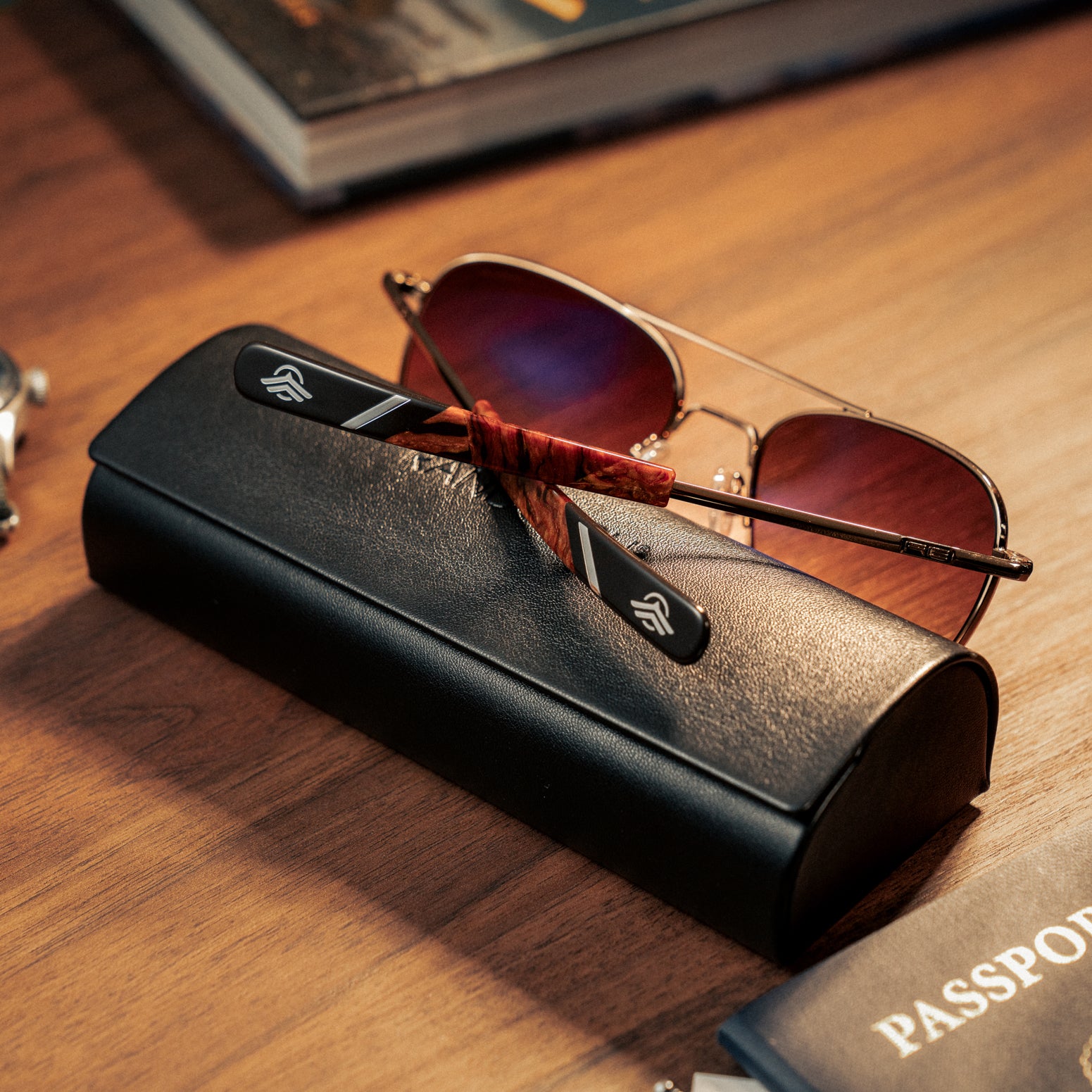 Randolph Concorde occhiali sole graduati 22k chocolate gold cape sand