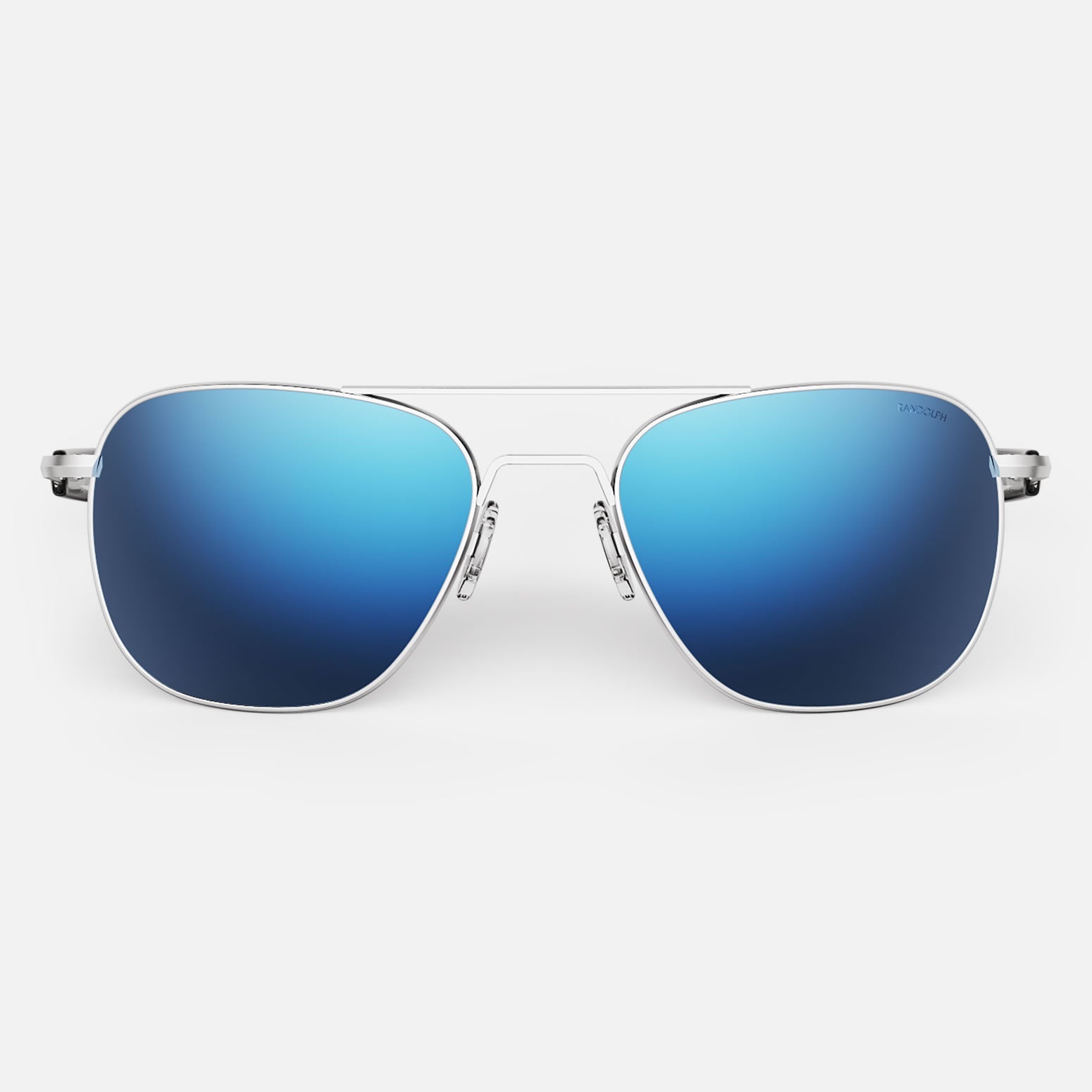 Randolph Aviator Matte Chrome occhiali da sole Atlantic Blue