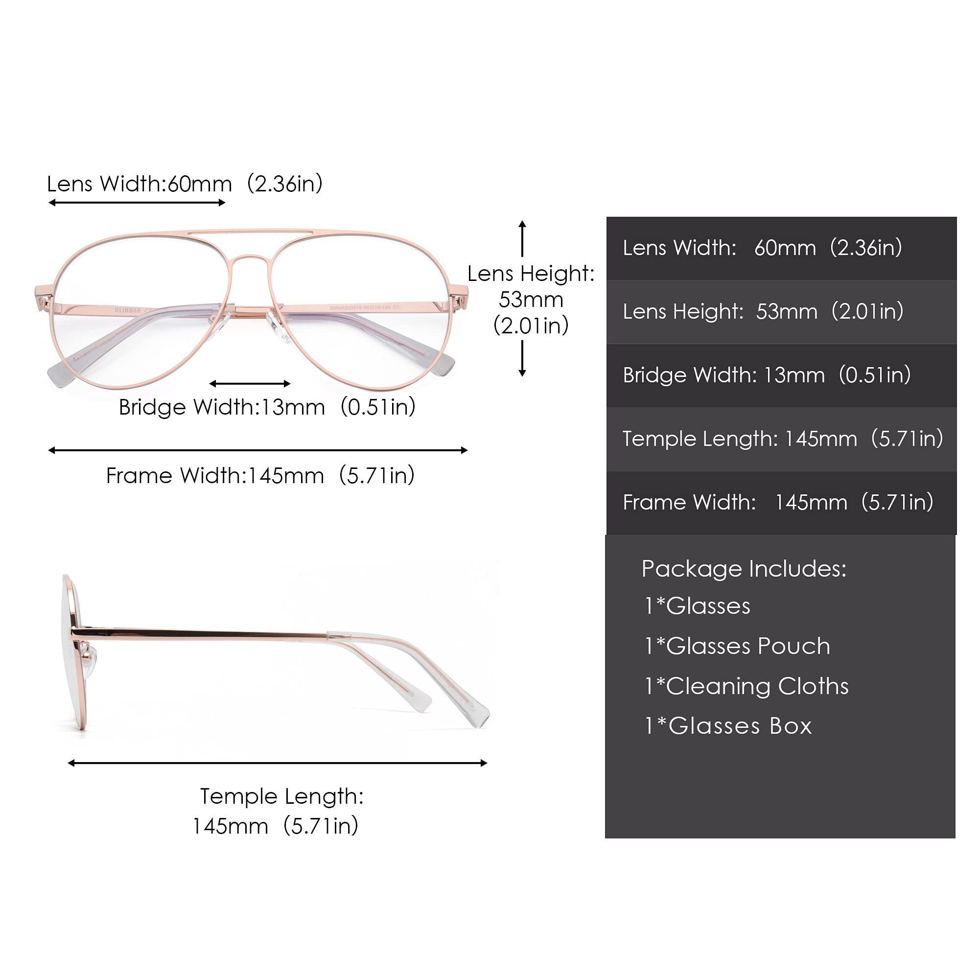 Glindar occhiali luce blu computer unisex metallo