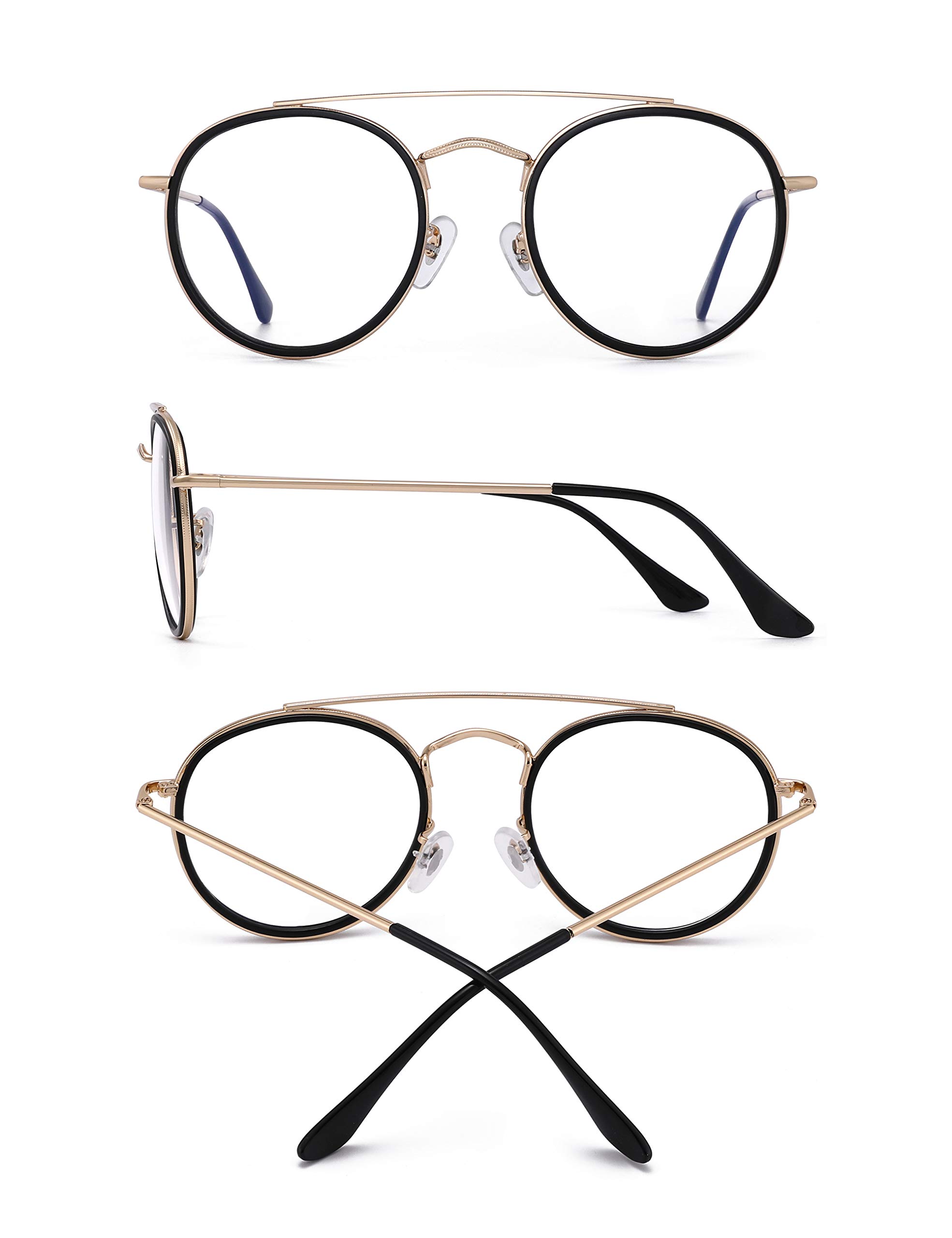 Glindar occhiali luce blu rotondi vintage doppio ponte donna